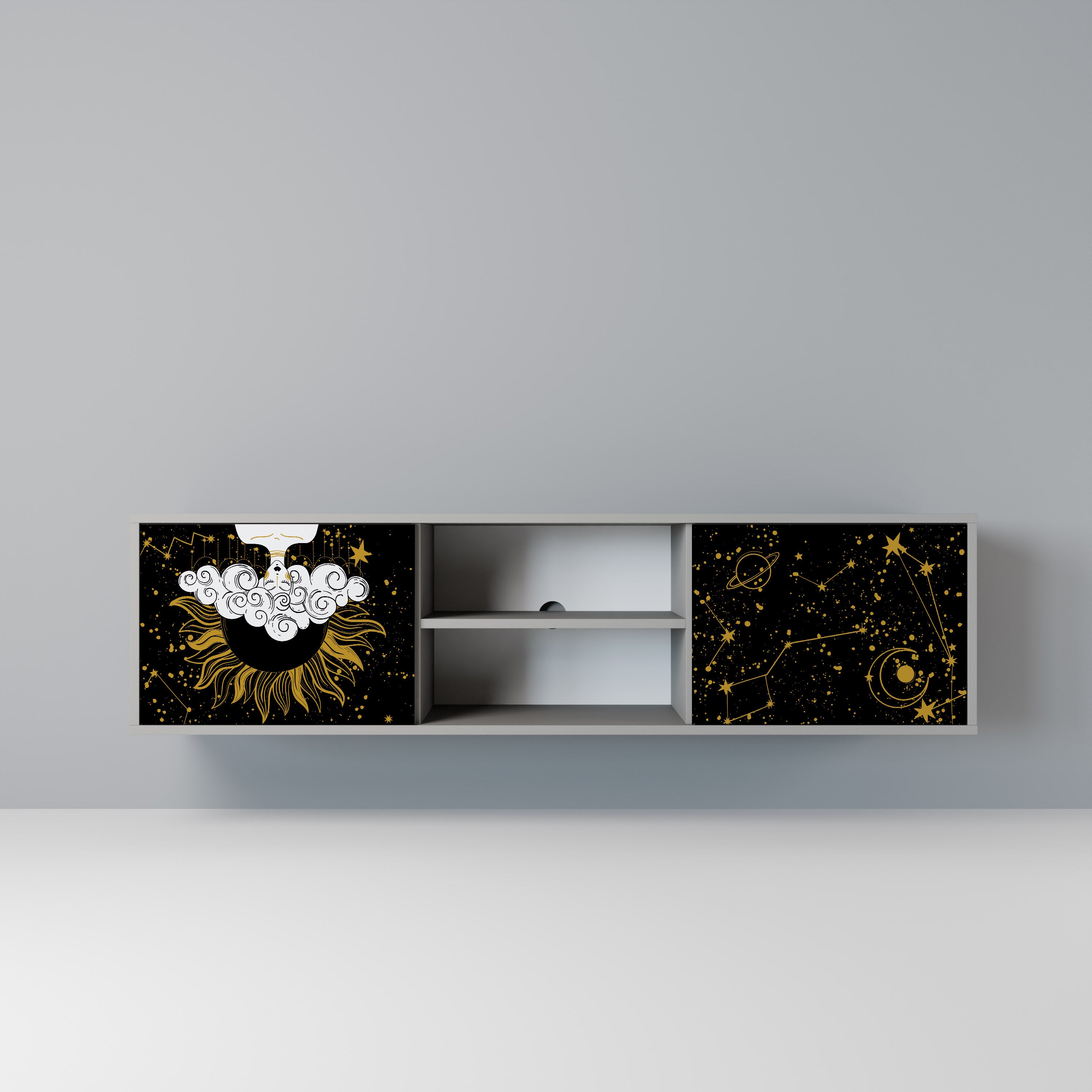 STELLAR CONSTELLATIONS 2-Door TV Stand in Grey Finish