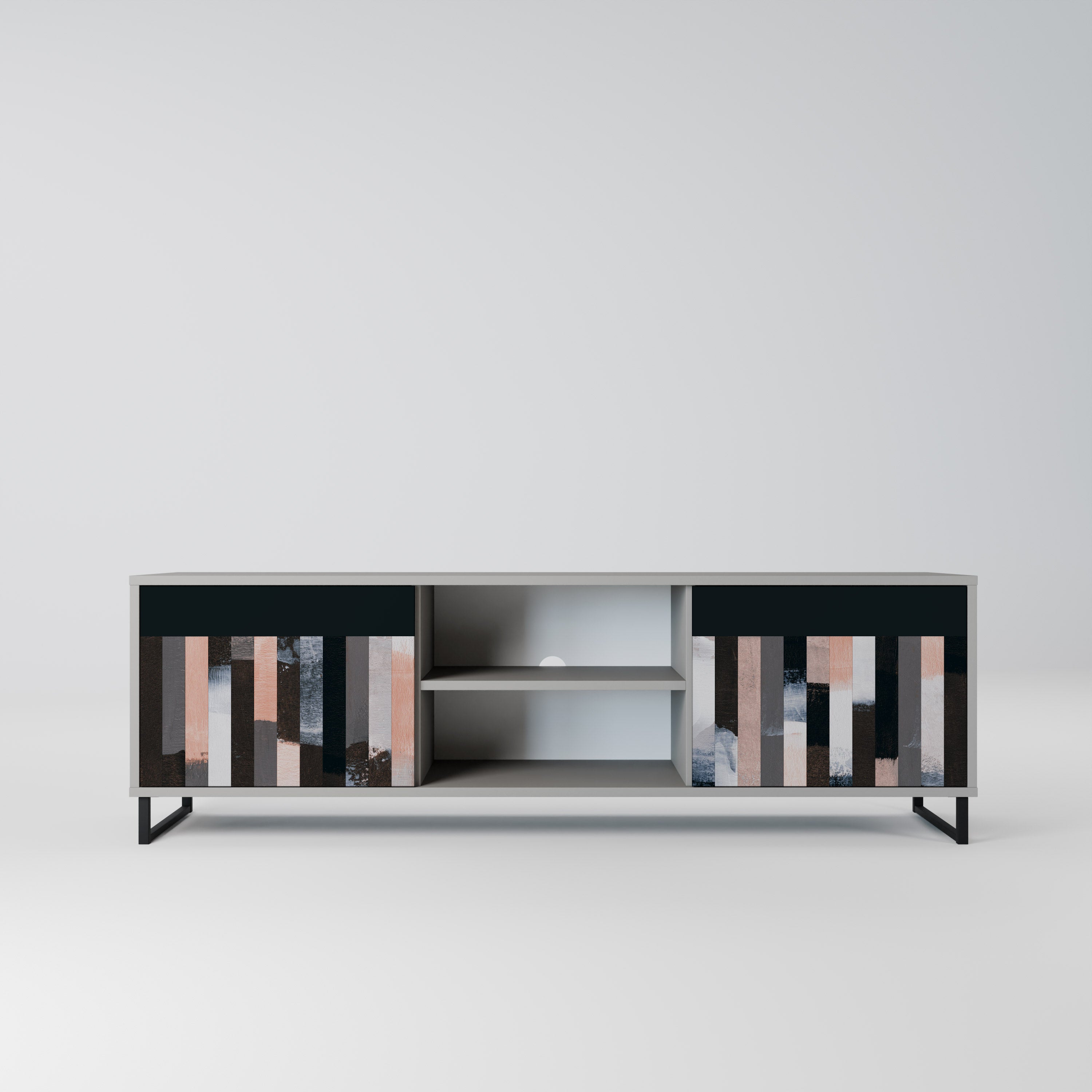 COLLAGE OF RECTANGLES 2-Door TV Stand in Grey Finish