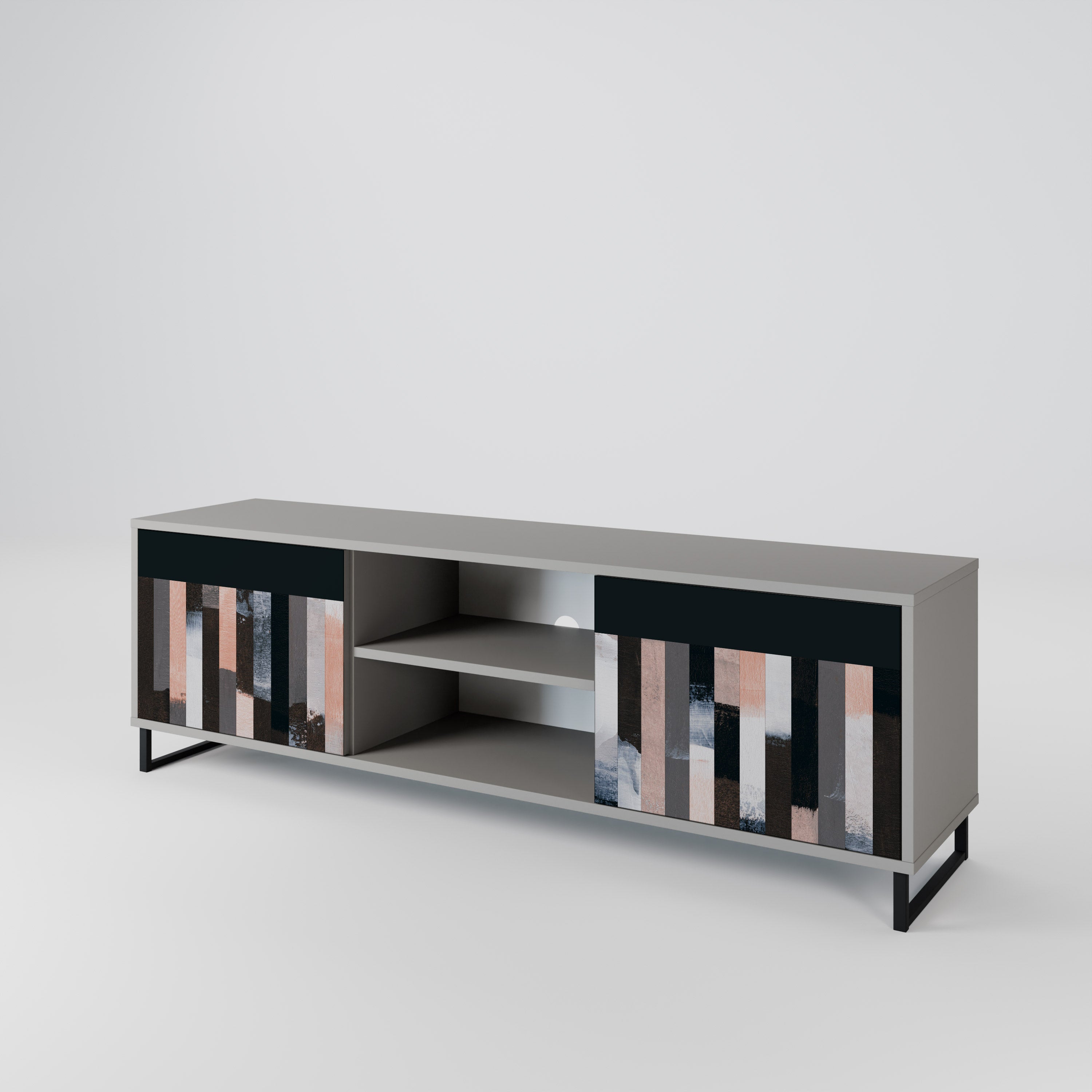 COLLAGE OF RECTANGLES 2-Door TV Stand in Grey Finish