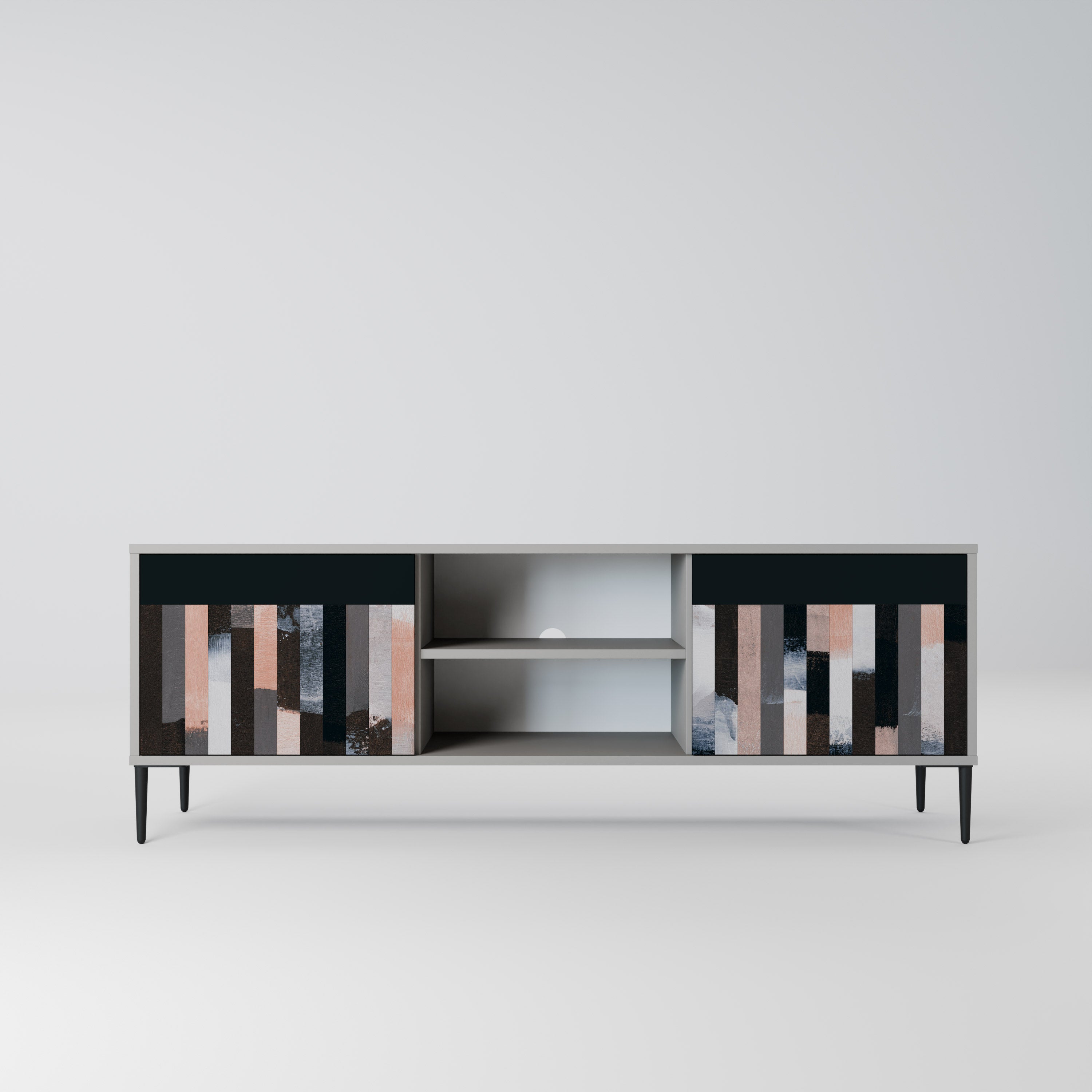 COLLAGE OF RECTANGLES 2-Door TV Stand in Grey Finish