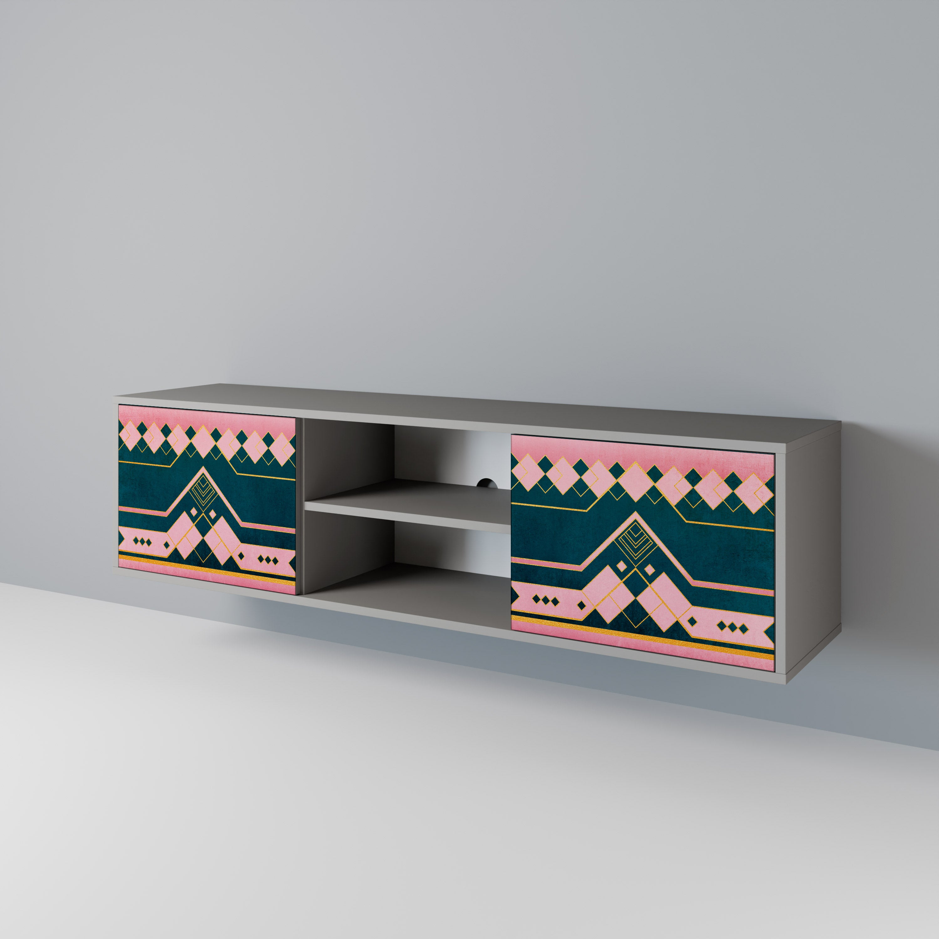 ROYAL COMPOSITION 2-Door TV Stand in Grey Finish