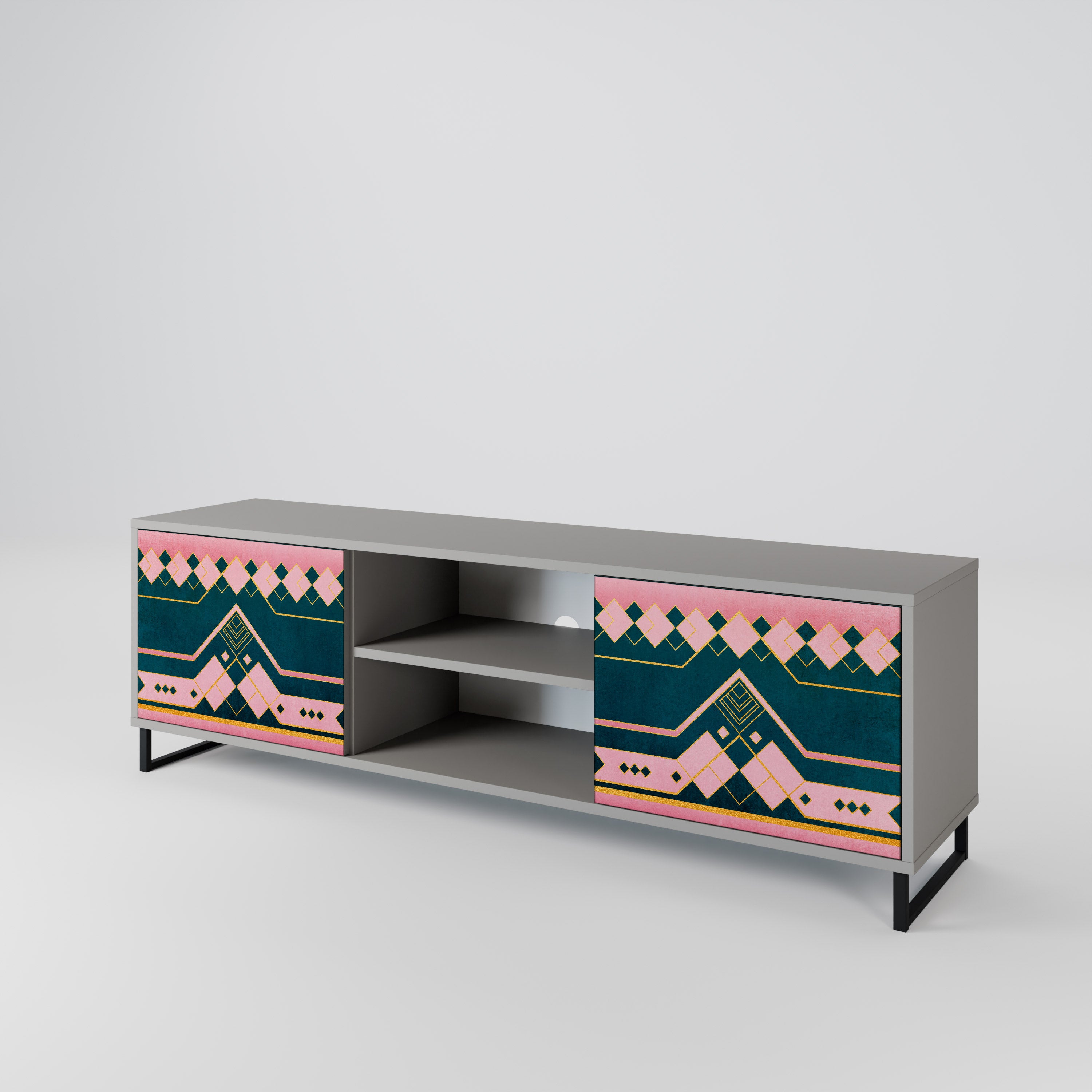 ROYAL COMPOSITION 2-Door TV Stand in Grey Finish