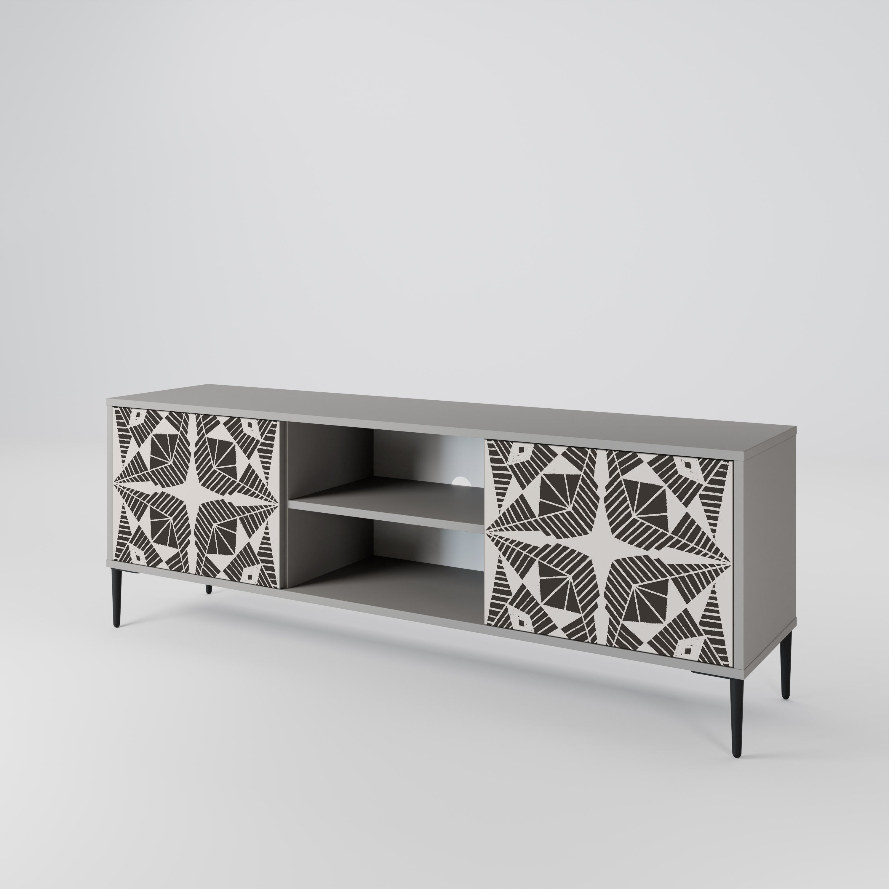 MONOCHROME NEXUS 2-Door TV Stand in Grey Finish
