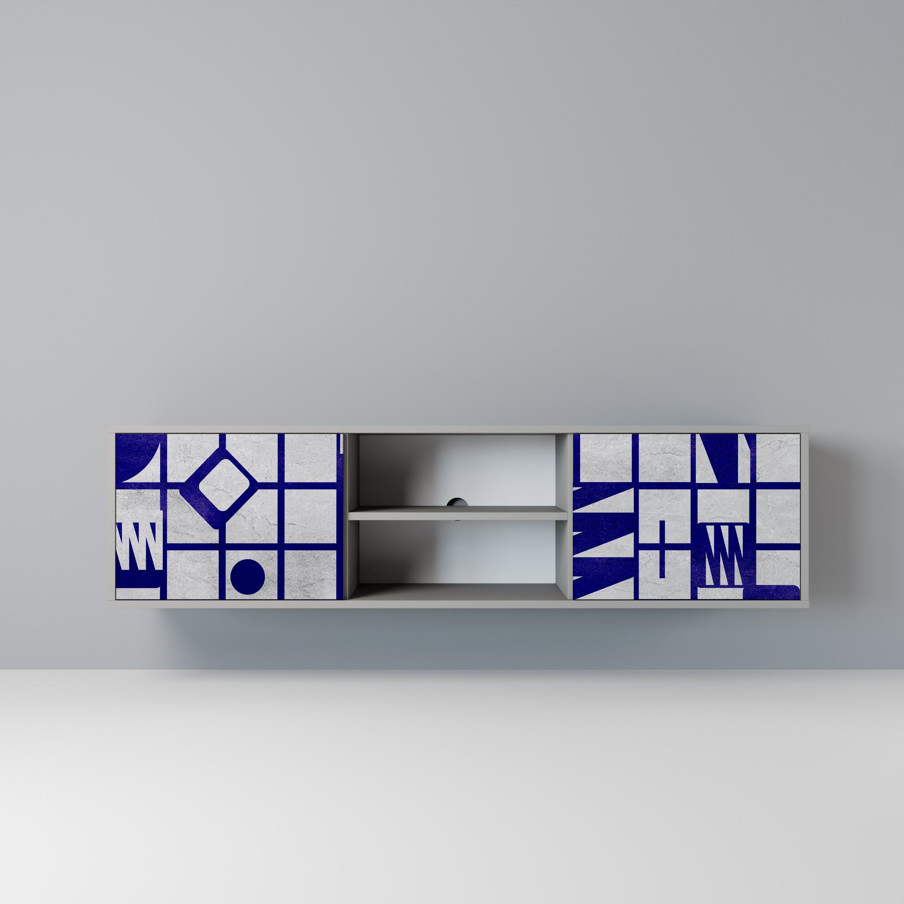 Mueble de TV de 2 puertas THE RIGHT PLACES en acabado gris