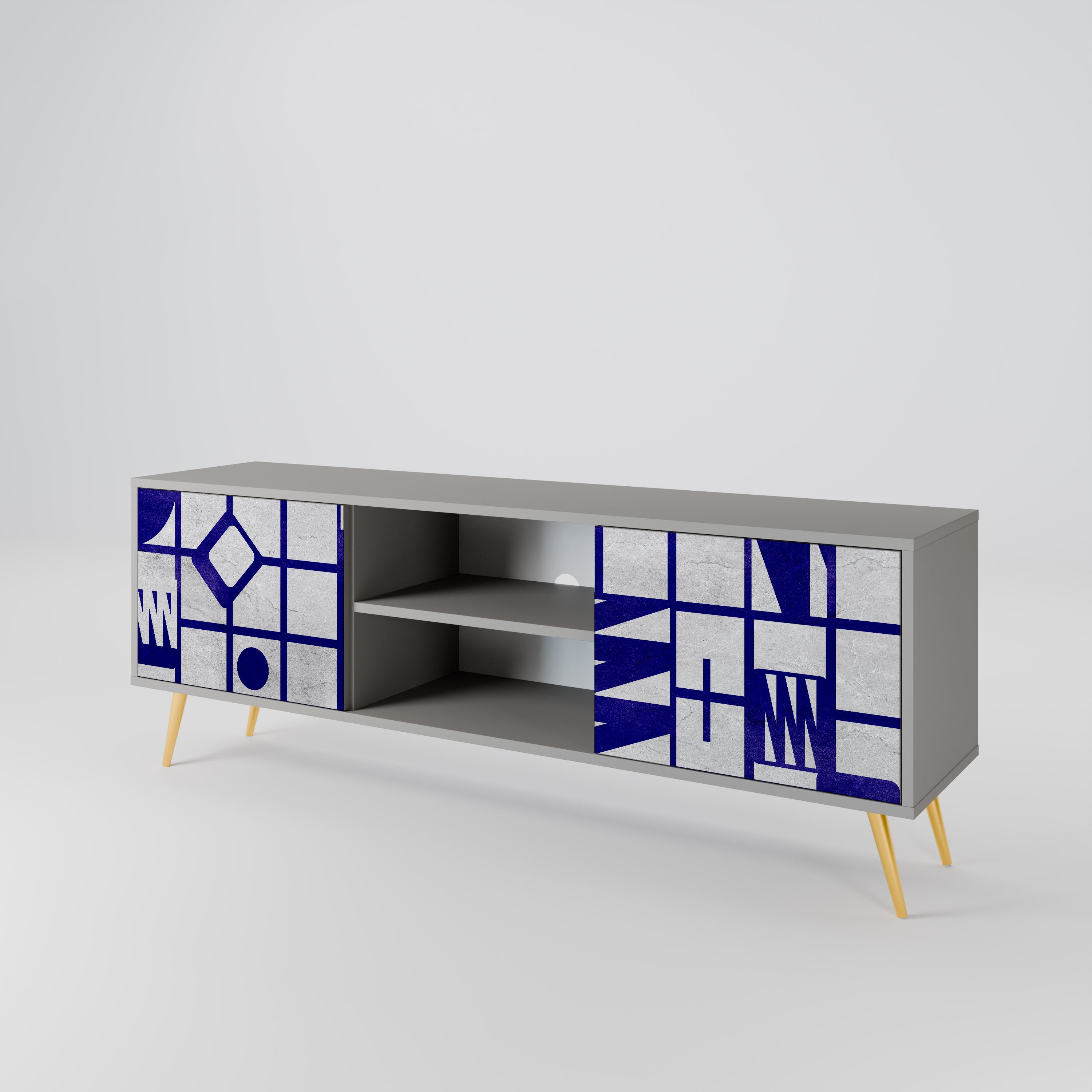 Mueble de TV de 2 puertas THE RIGHT PLACES en acabado gris