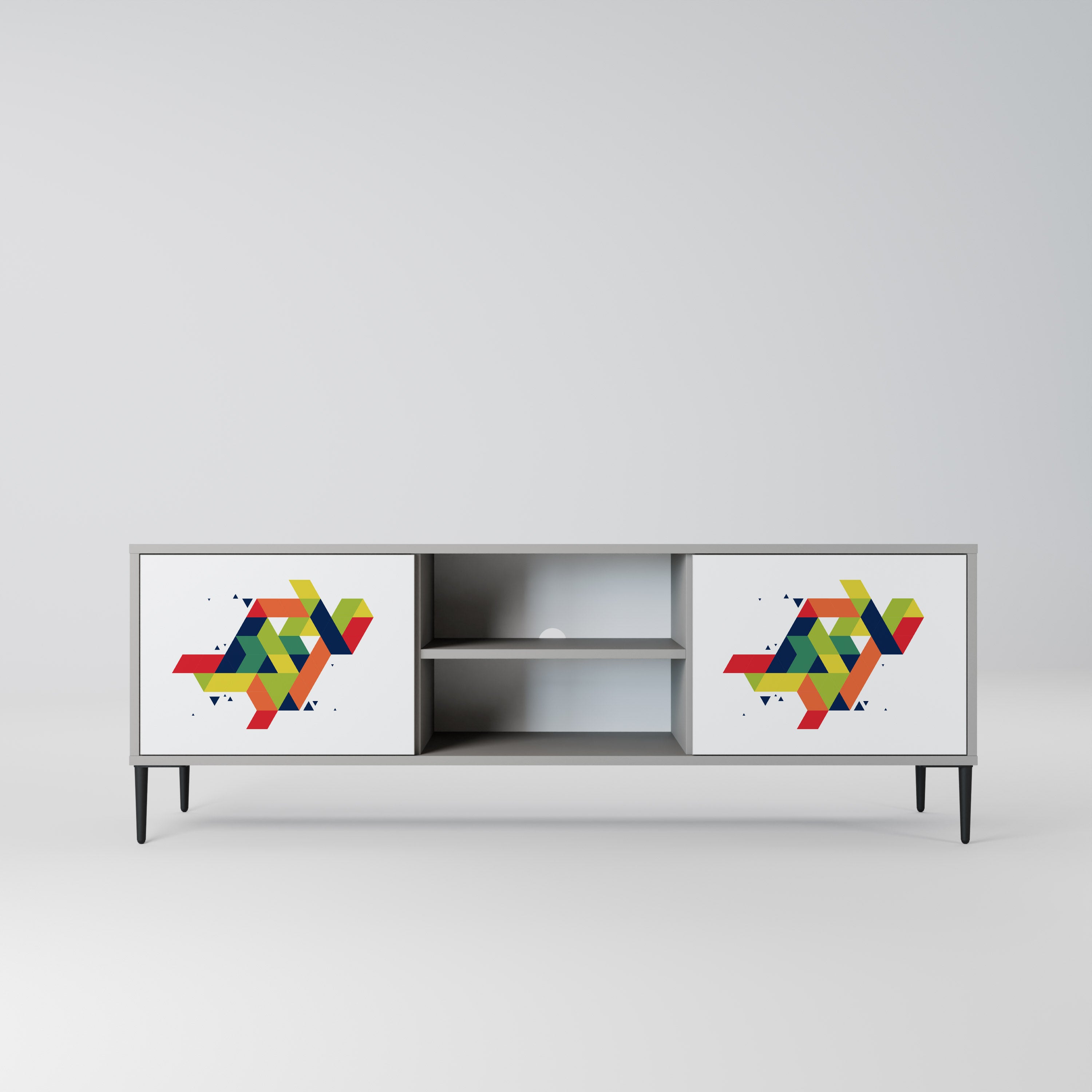 Mueble de TV de dos puertas FUTURE SIGN en acabado gris