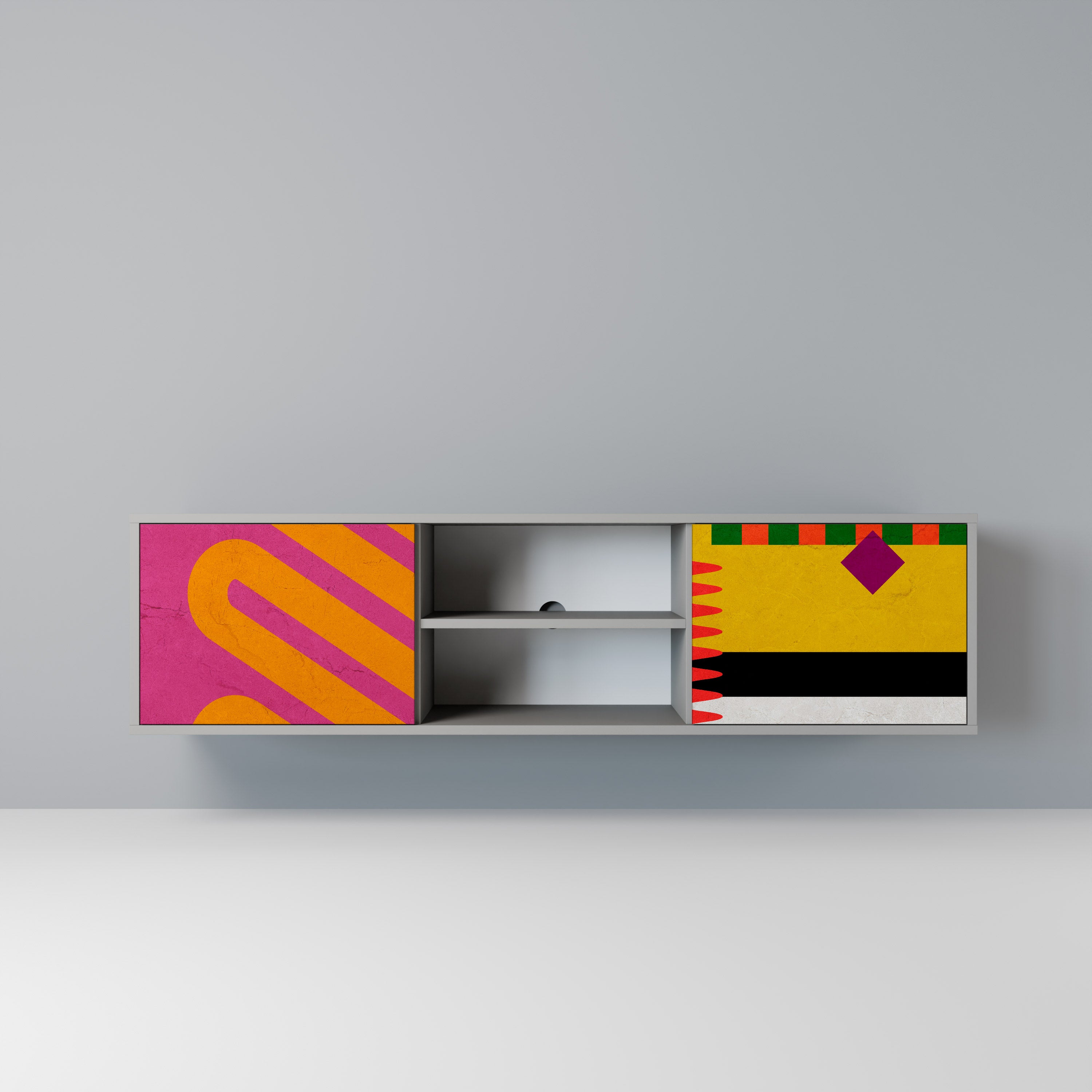 Mueble de TV VIVID ART de 2 puertas con acabado gris