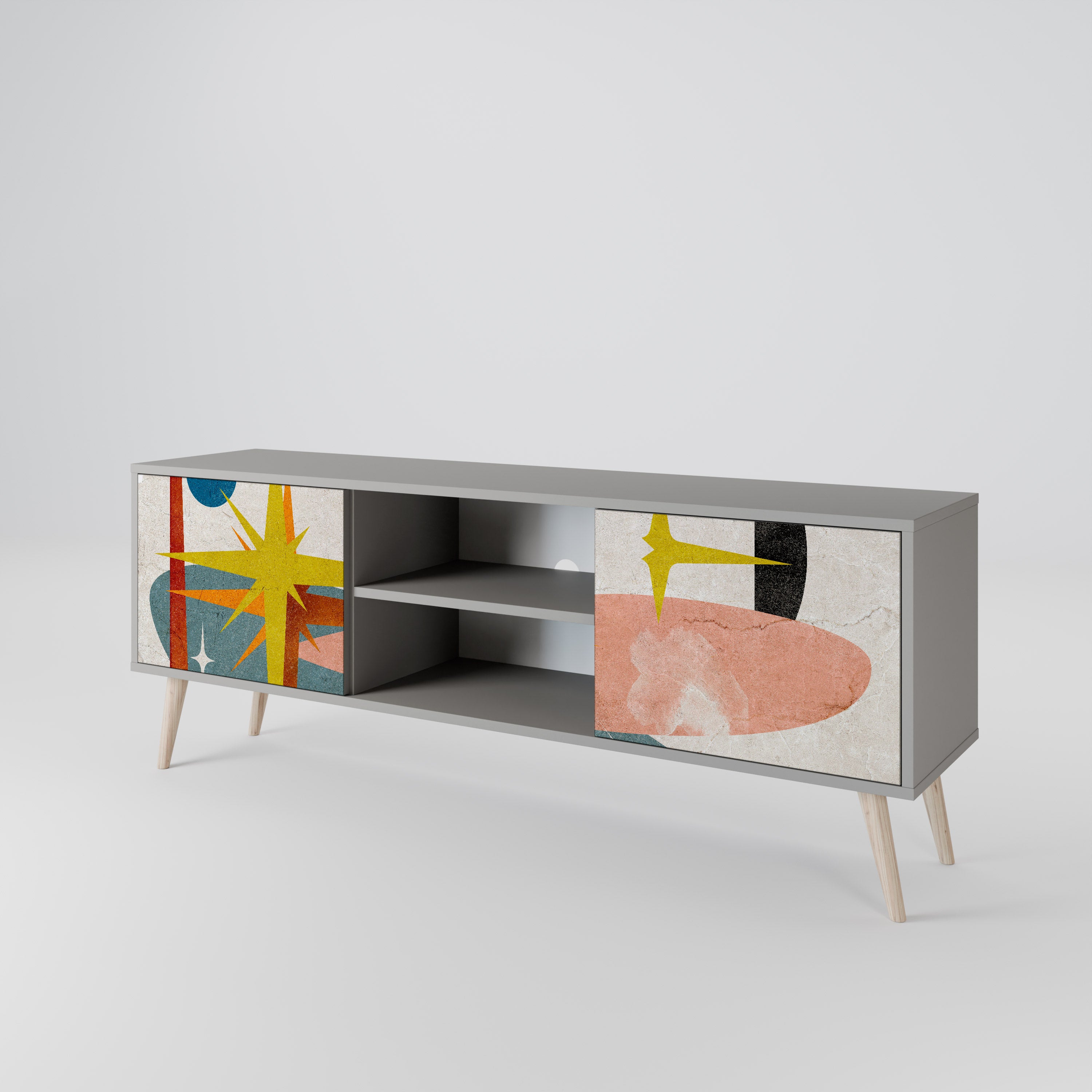 Mueble de TV INTERSTELLAR VIBES de 2 puertas en acabado gris