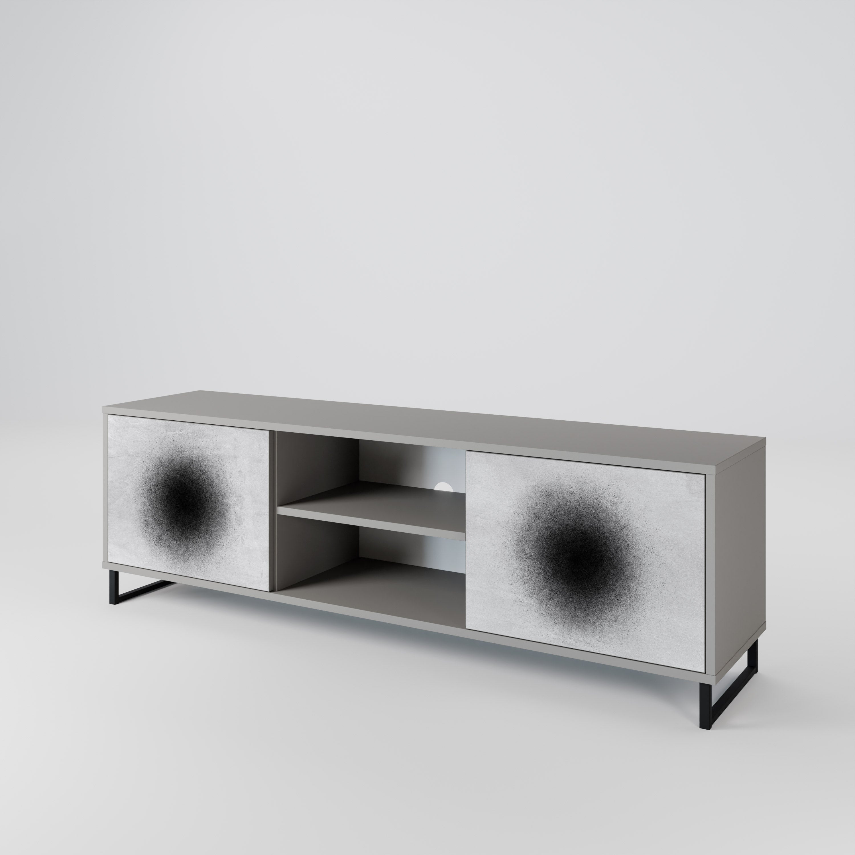 Mueble de TV de 2 puertas BLACK HOLE en acabado gris