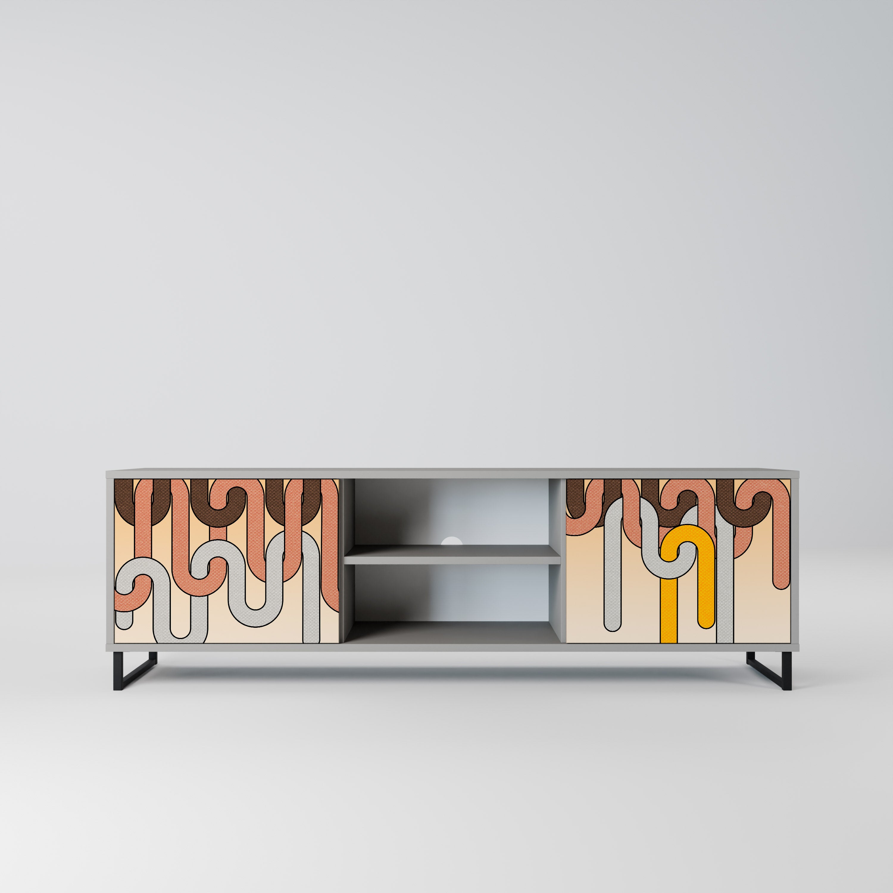 Mueble de TV de 2 puertas COLORFUL STRINGS en acabado gris