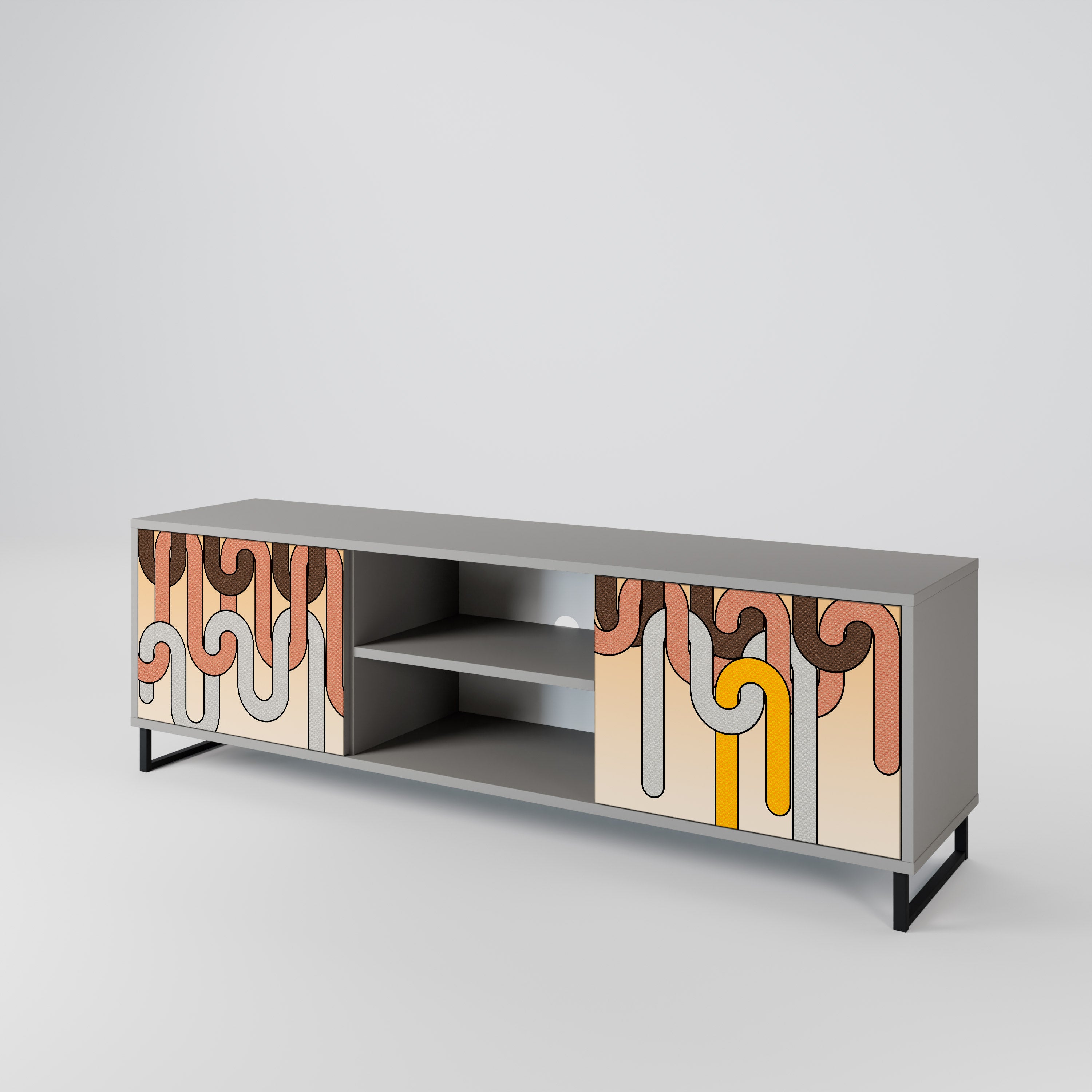 Mueble de TV de 2 puertas COLORFUL STRINGS en acabado gris