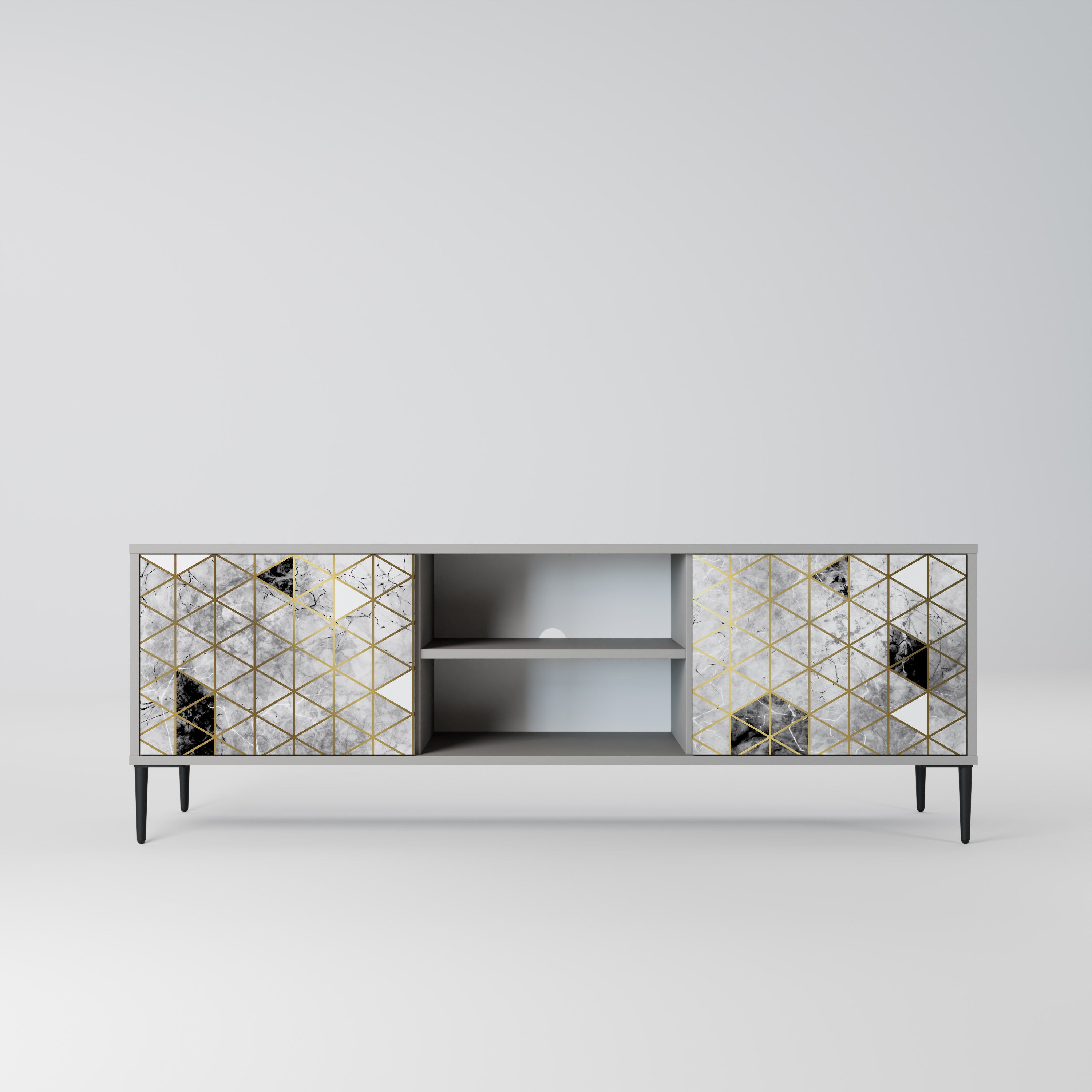 ASHEN ARIA 2-Door TV Stand in Grey Finish