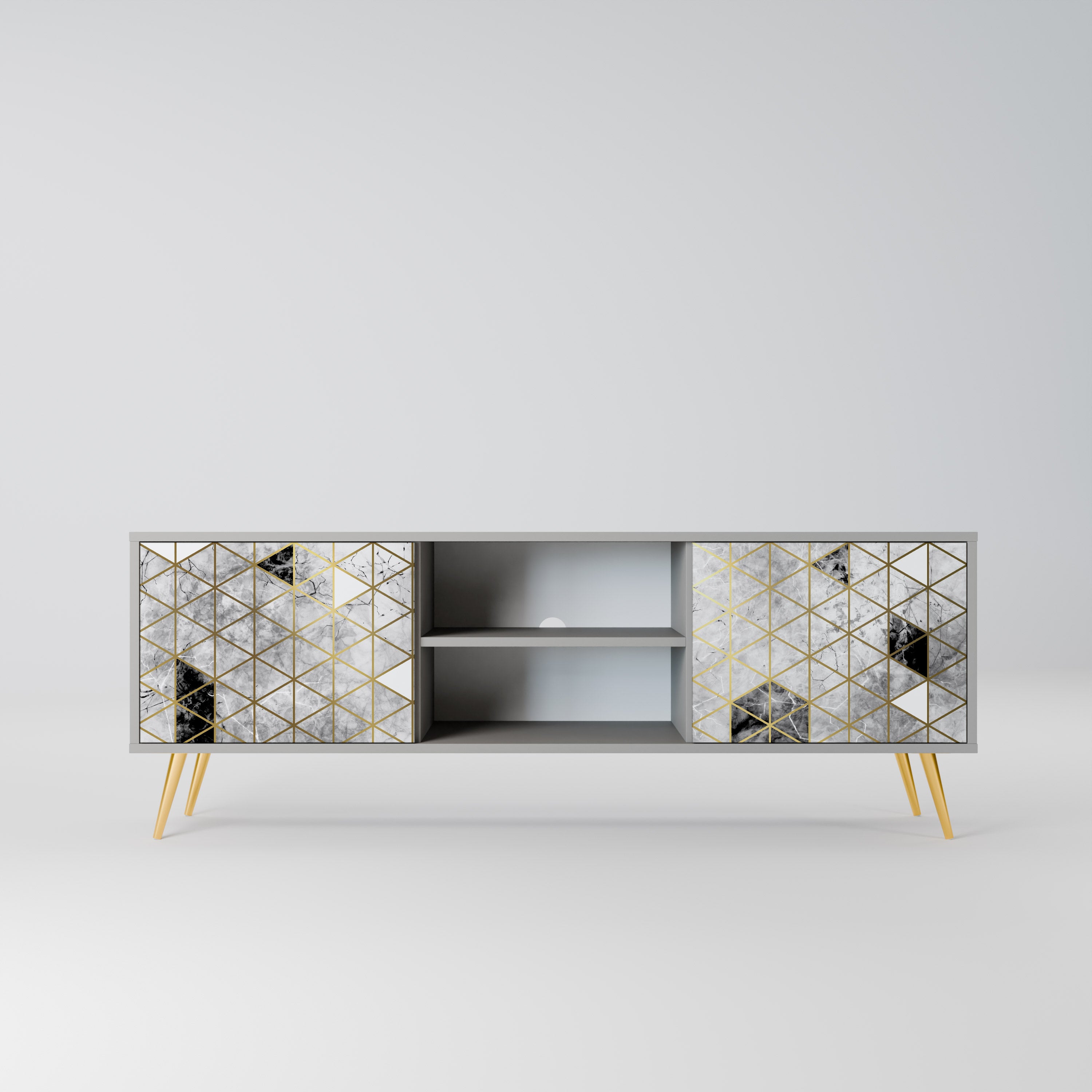 ASHEN ARIA 2-Door TV Stand in Grey Finish