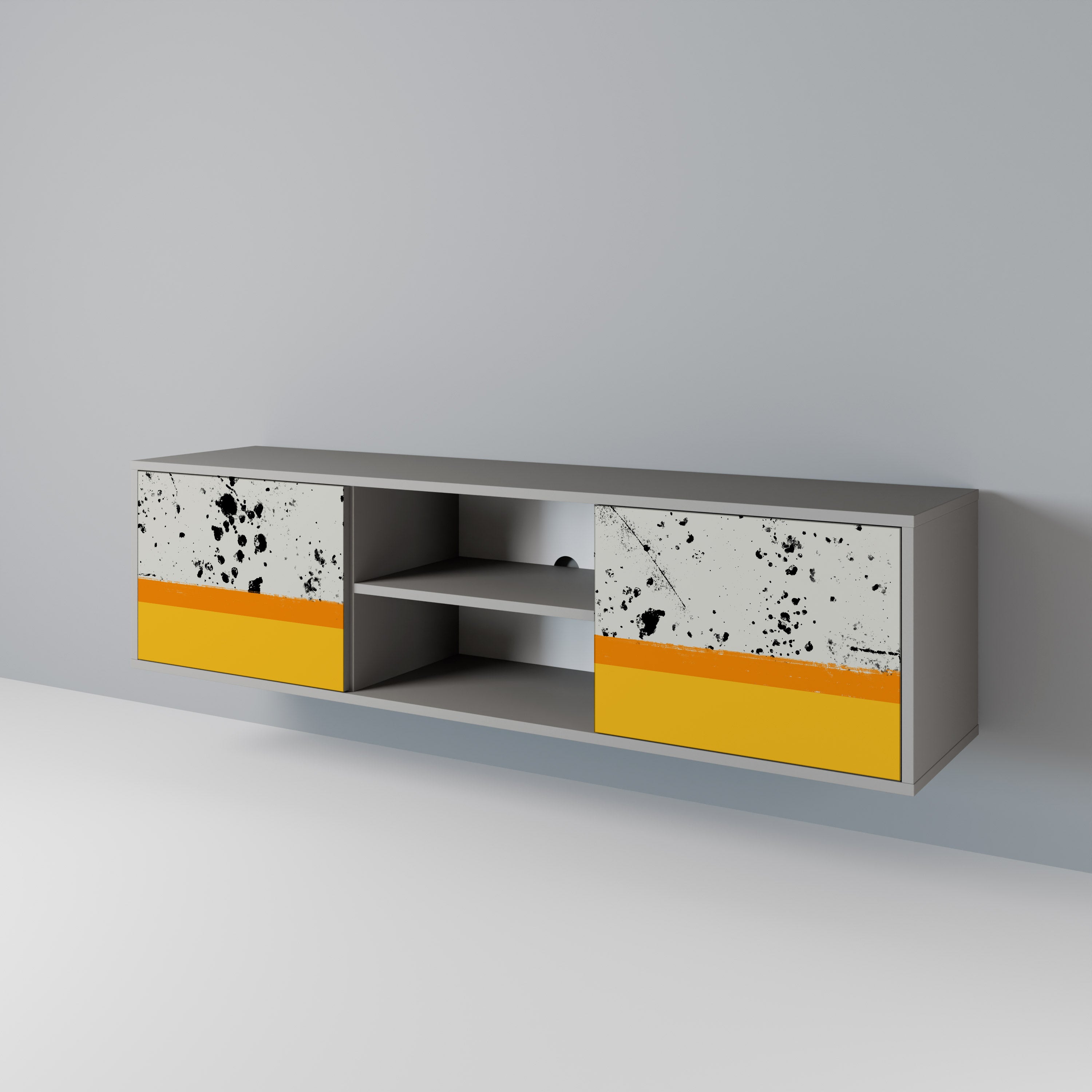 Mueble de TV de 2 puertas DYED BY ORANGE en acabado gris