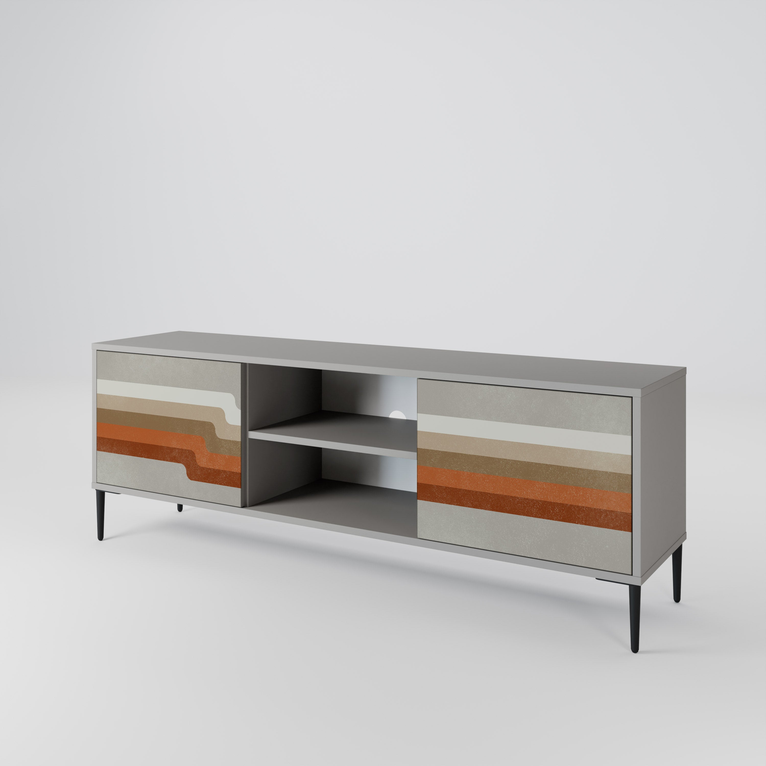 Mueble de TV PECULIAR TRAIL de 2 puertas en acabado gris