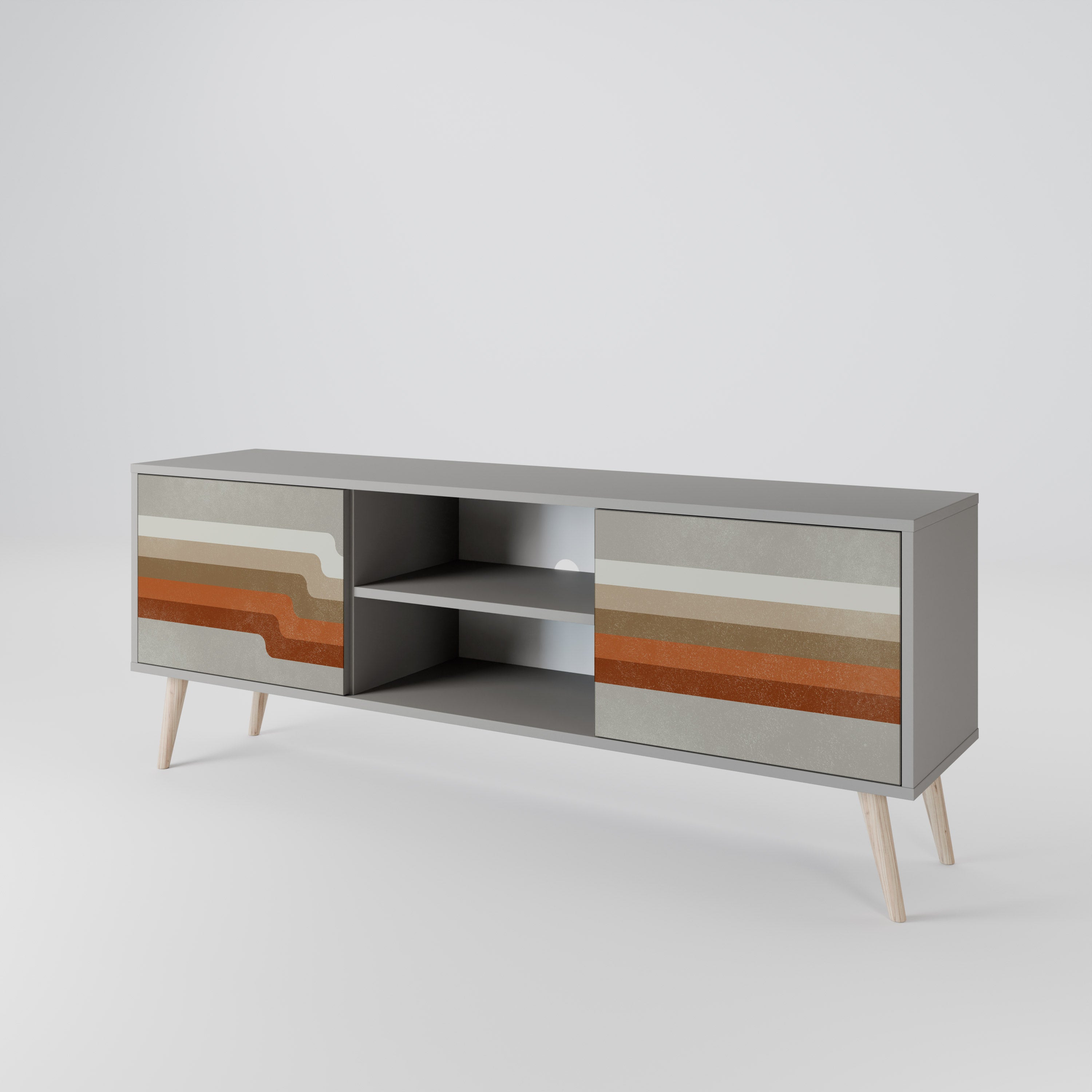 Mueble de TV PECULIAR TRAIL de 2 puertas en acabado gris