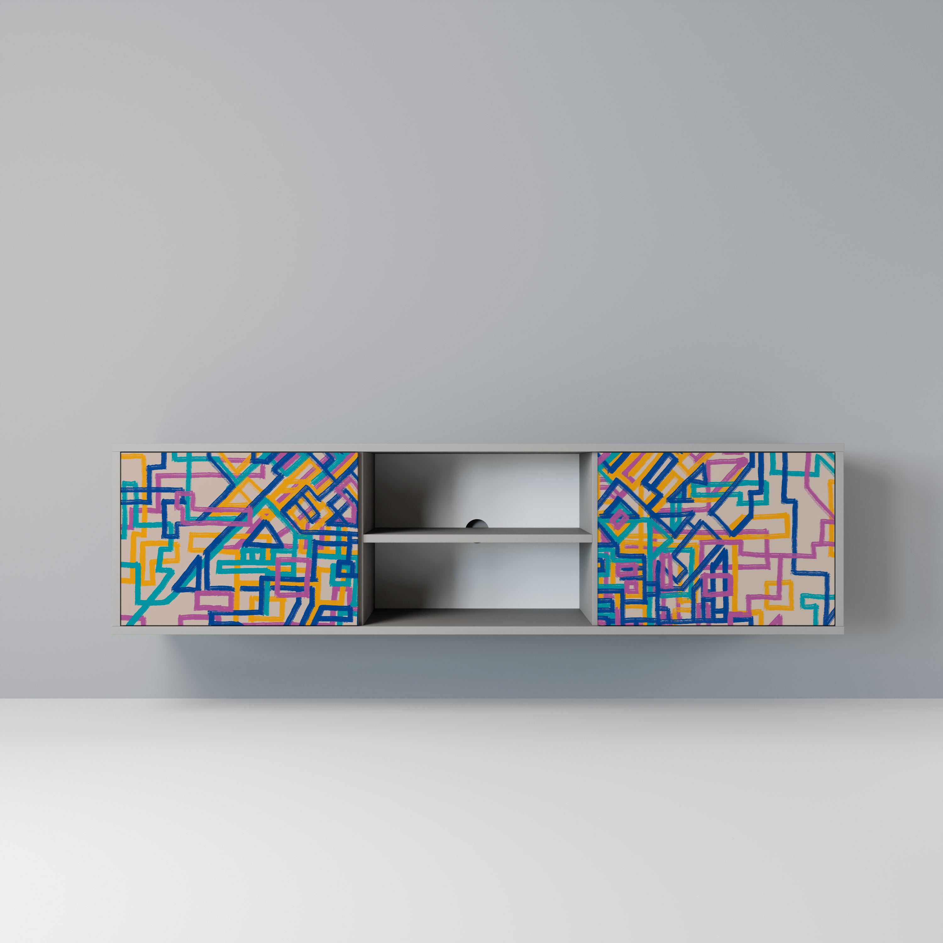 Mueble de TV MEMORIES MAP de 2 puertas en acabado gris