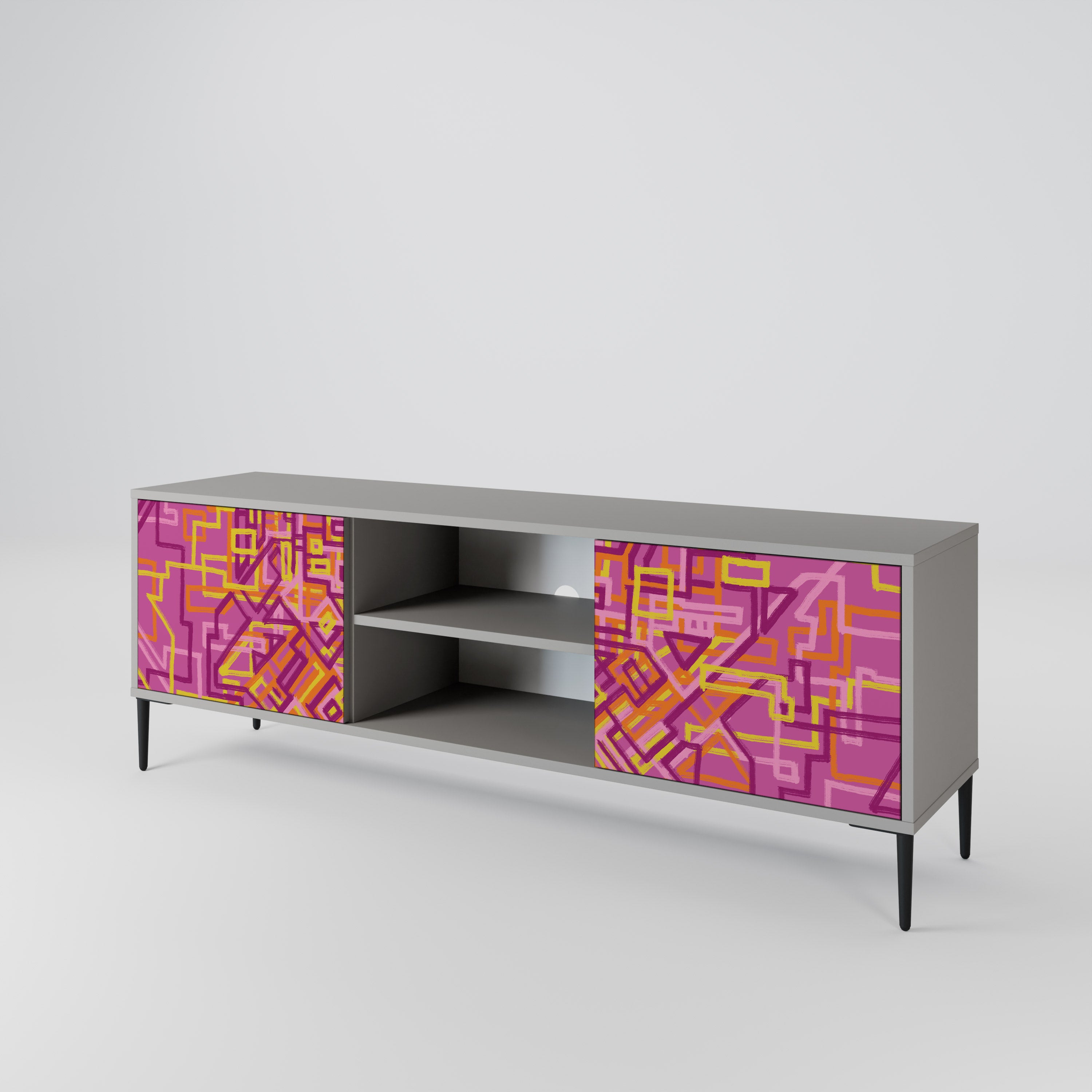 Mueble de TV LOVELY MEMORIES de 2 puertas en acabado gris