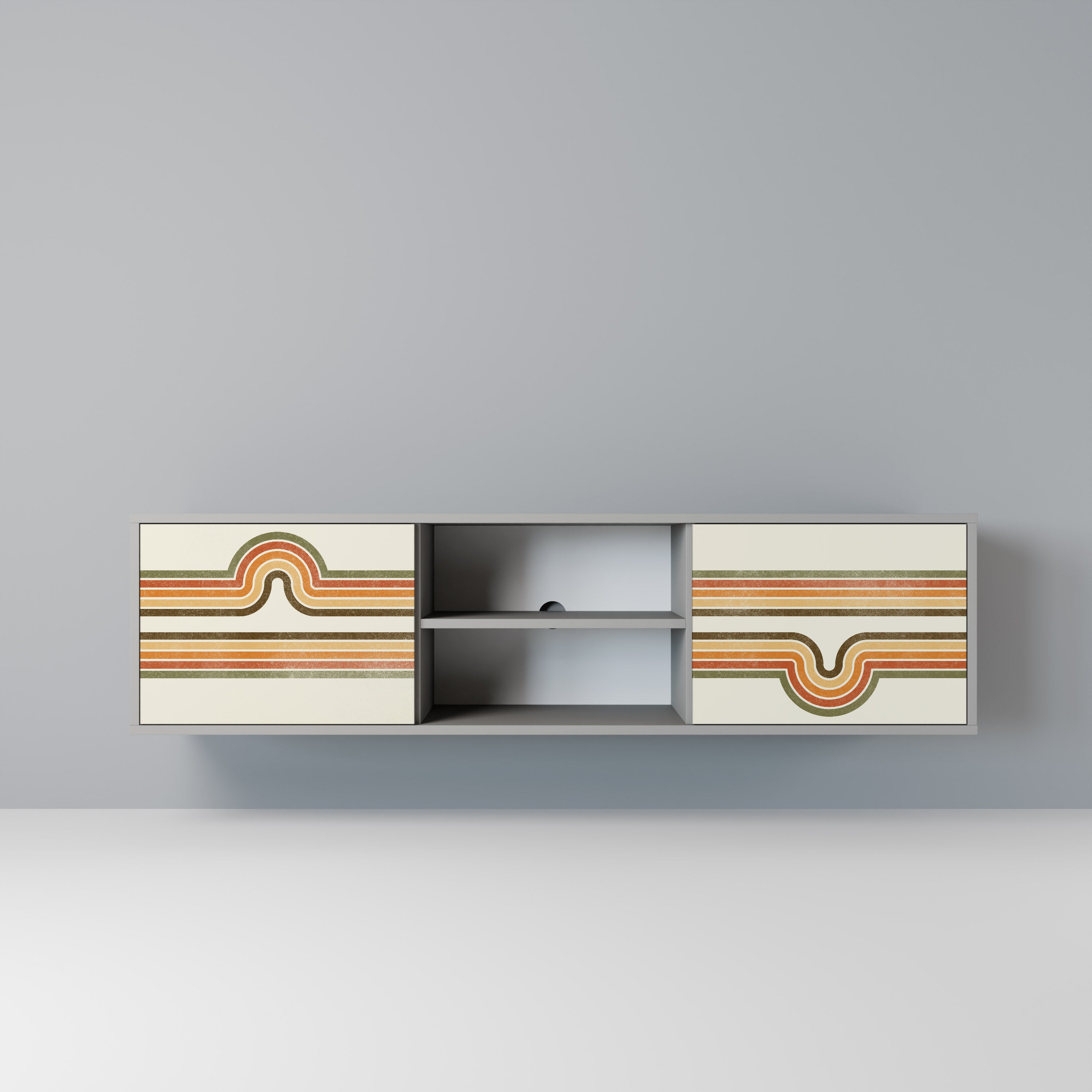 EXCEPTIONAL STREAM 2-Door TV Stand in Grey Finish