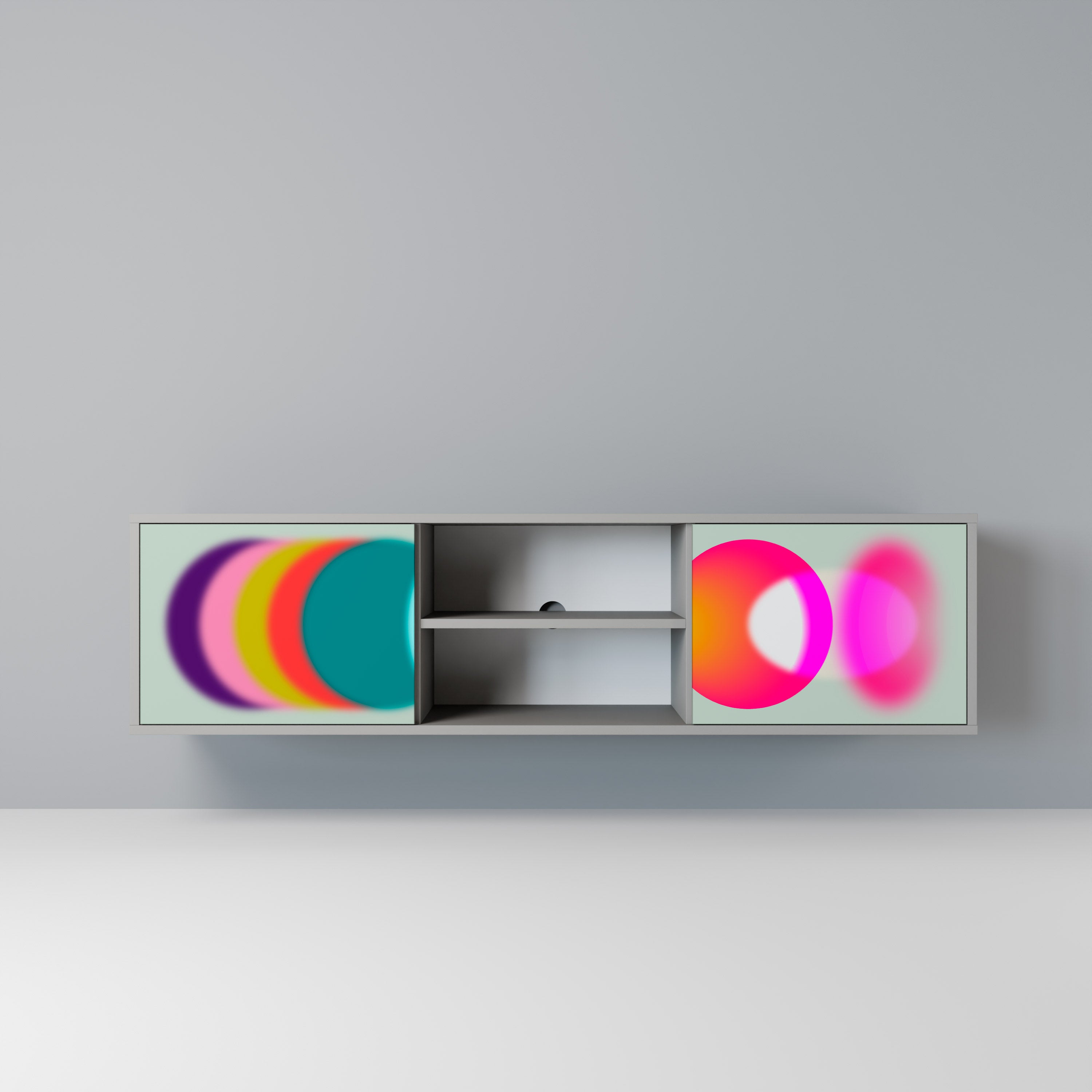 SYMPHONY OF COLORS 2-Door TV Stand in Grey Finish