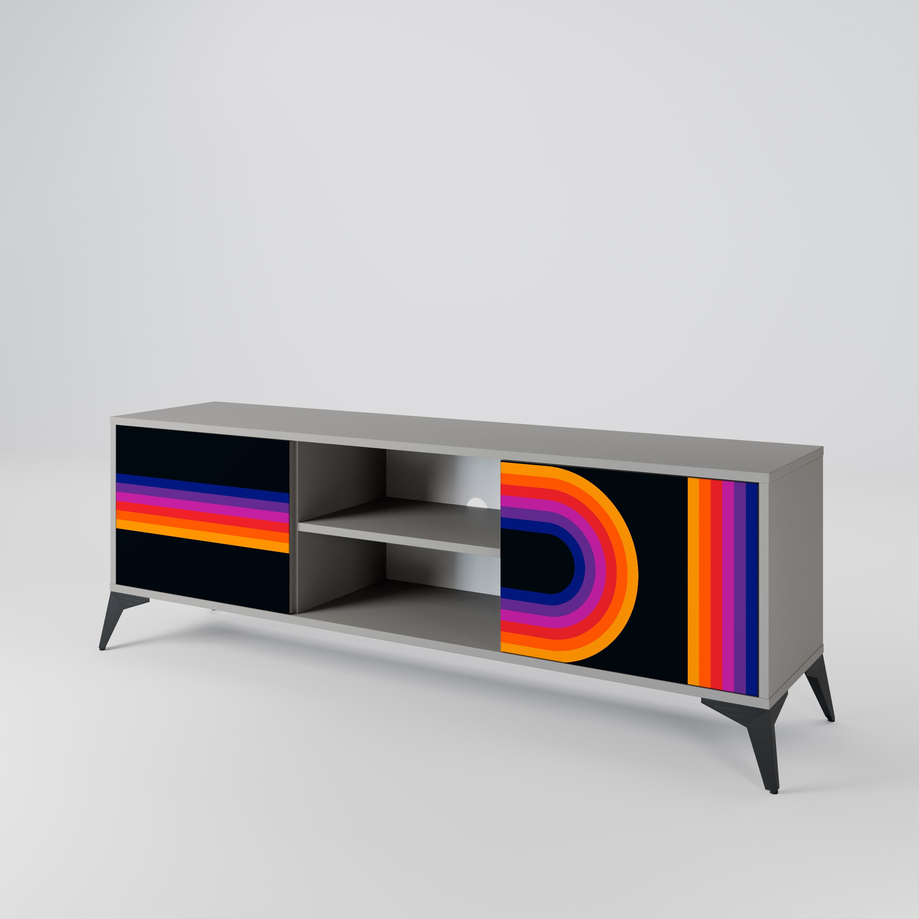 BLINDED BY THE LIGHTS 2-Door TV Stand in Grey Finish