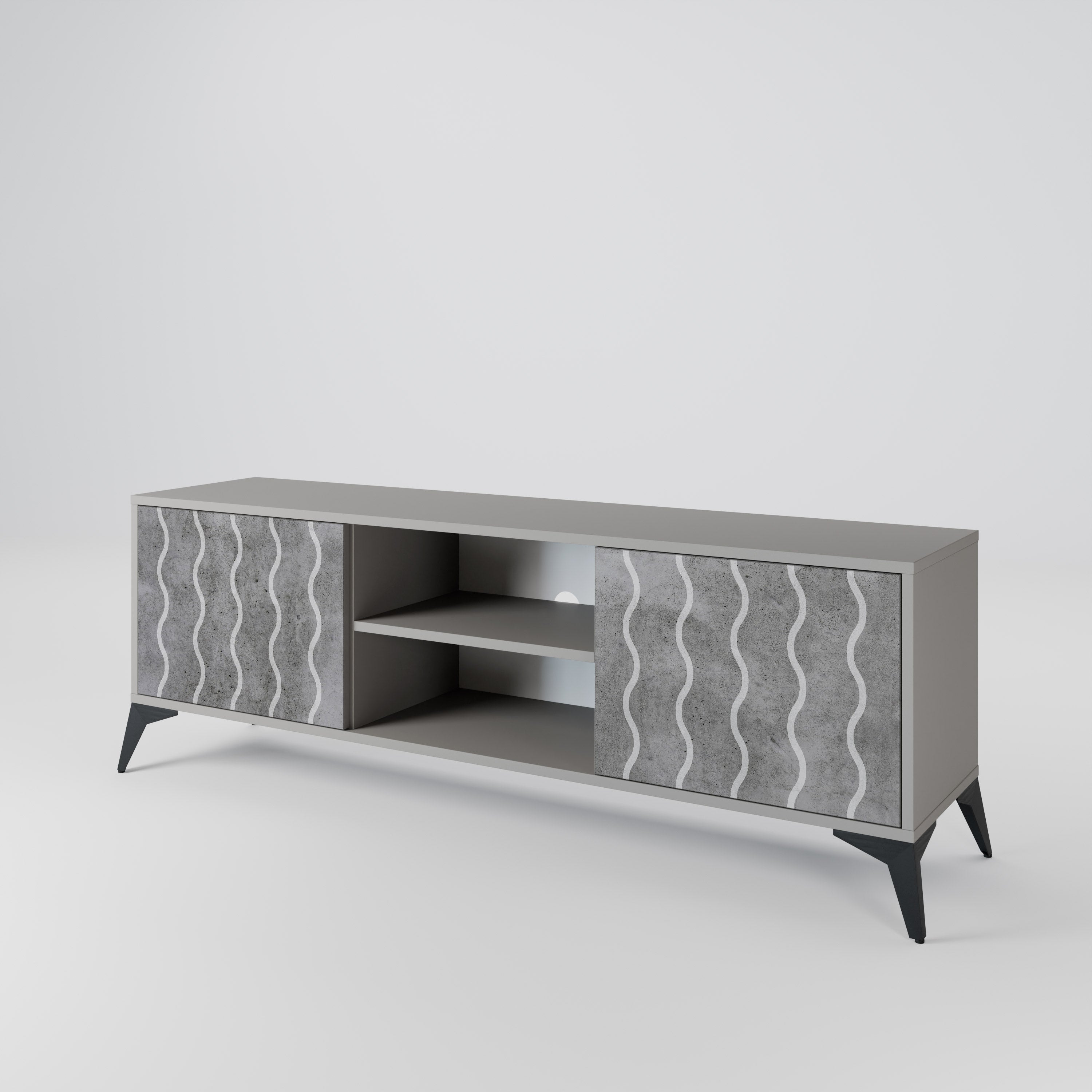 WAVES OF CONCRETE 2-Door TV Stand in Grey Finish