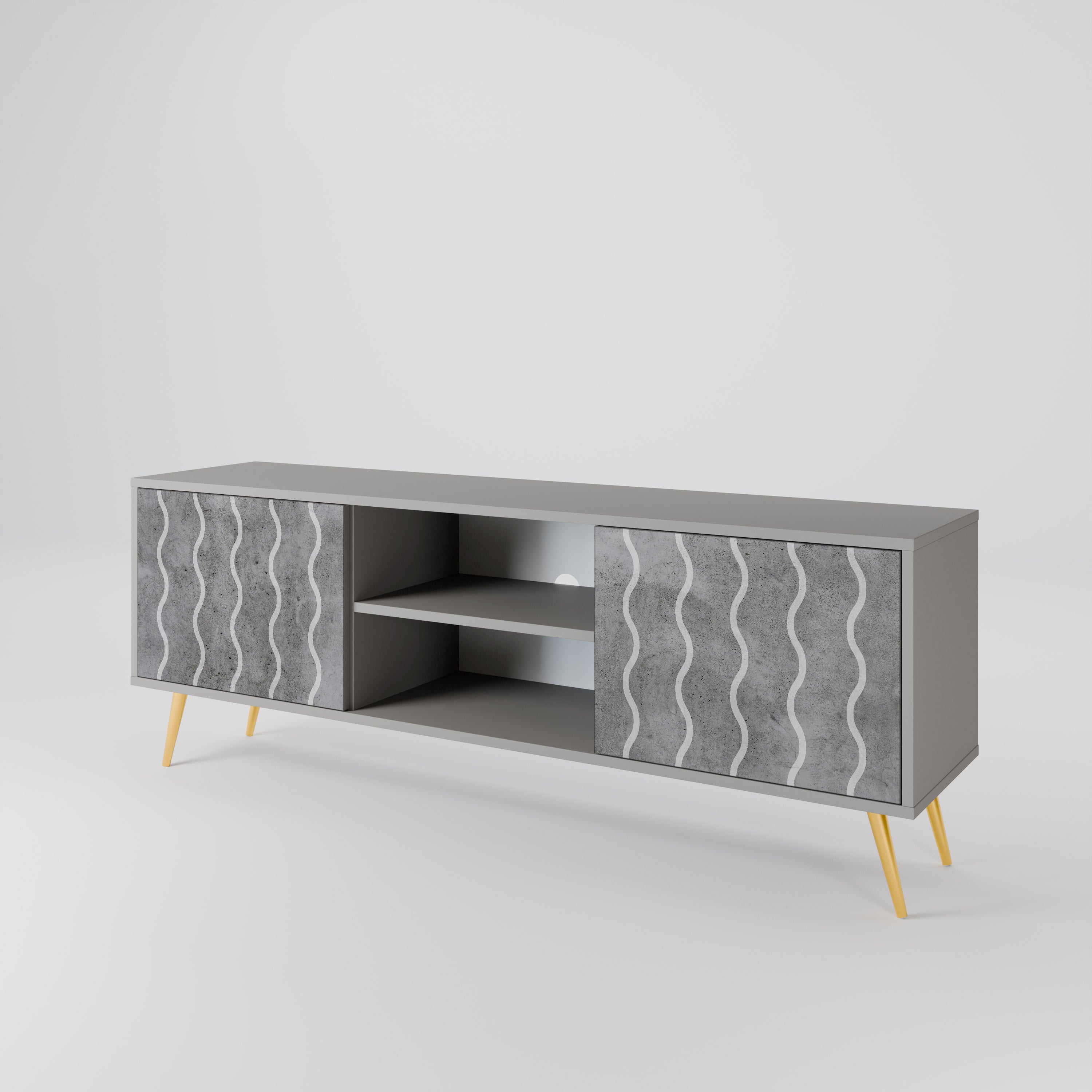 WAVES OF CONCRETE 2-Door TV Stand in Grey Finish