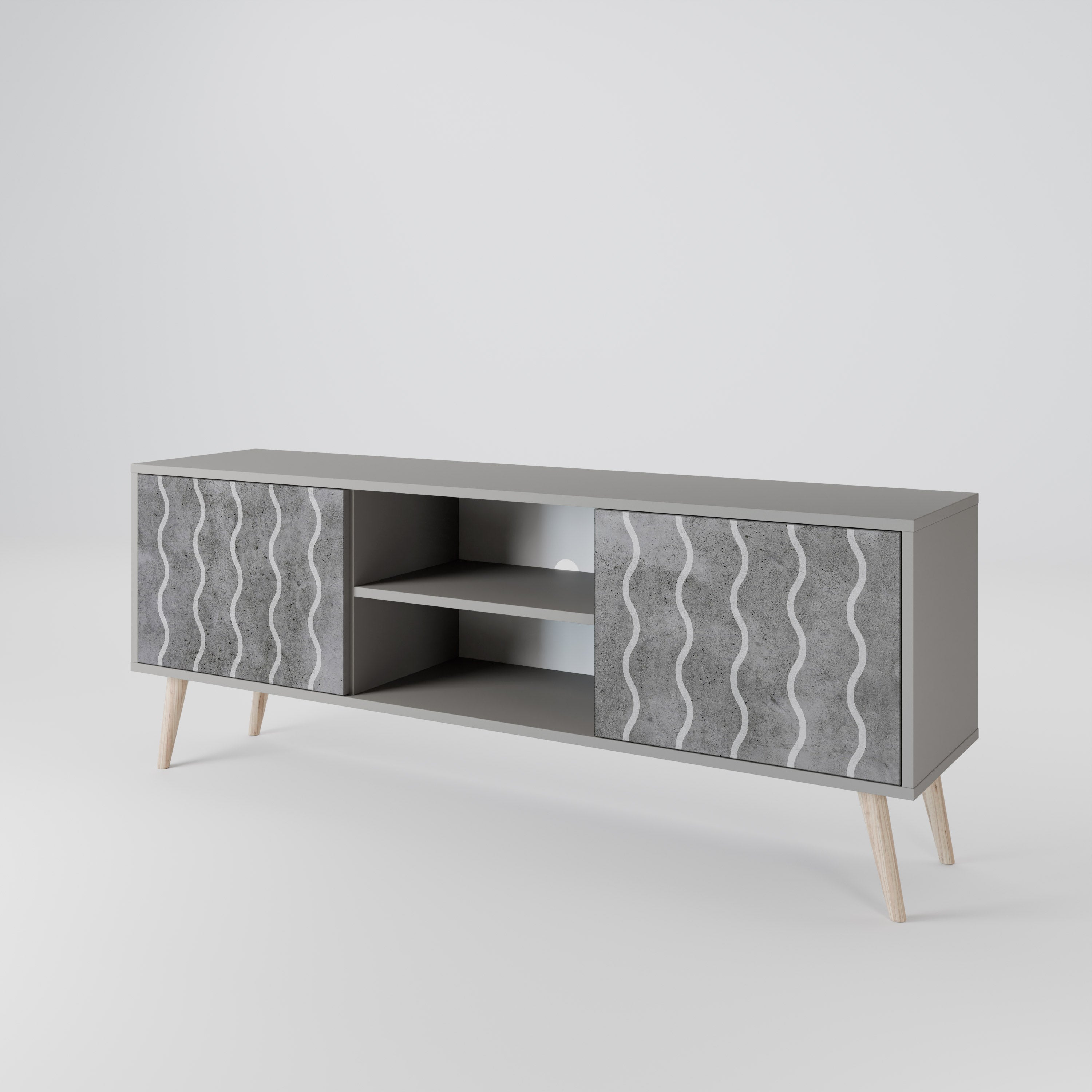 WAVES OF CONCRETE 2-Door TV Stand in Grey Finish