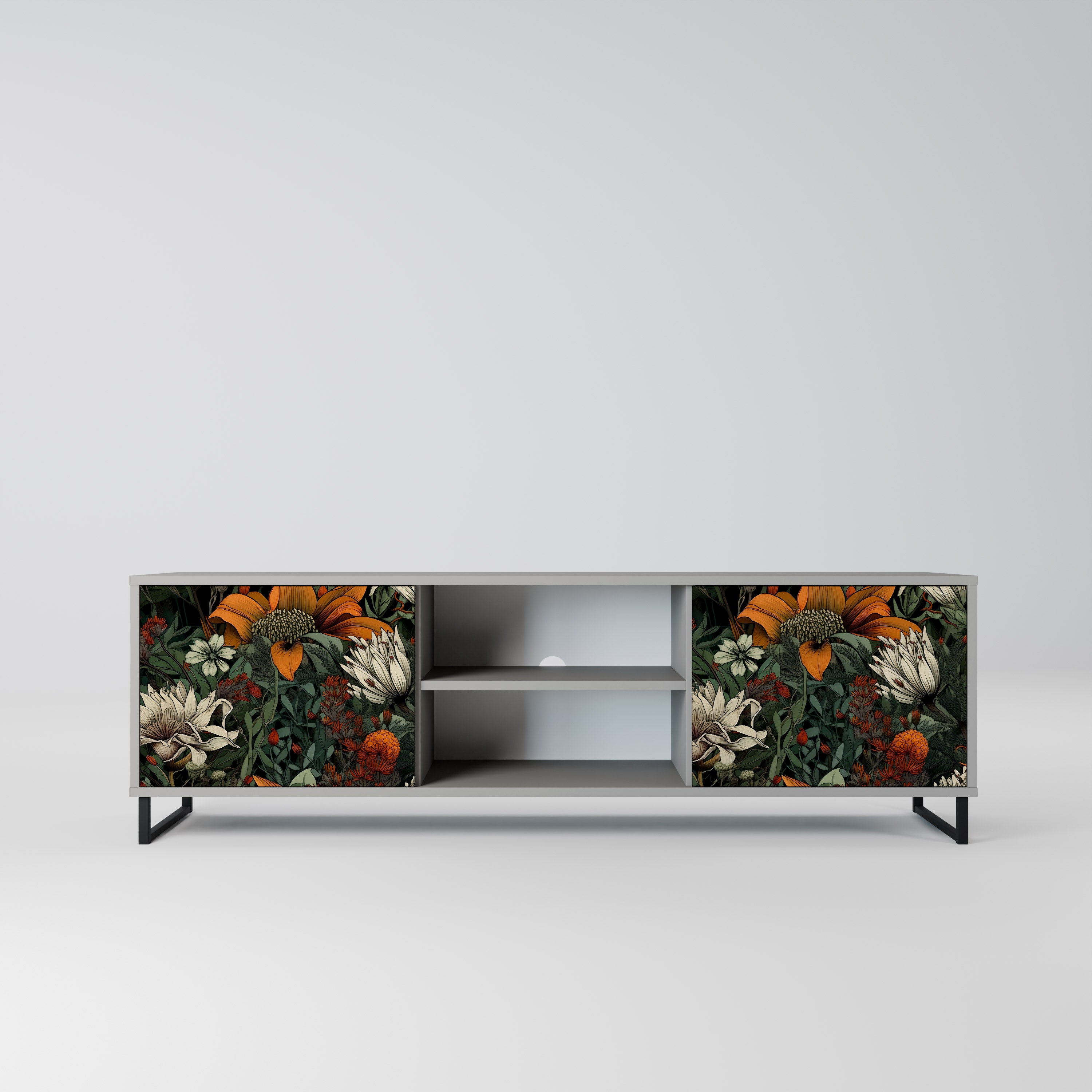 MIDNIGHT SPROUT 2-Door TV Stand in Grey Finish