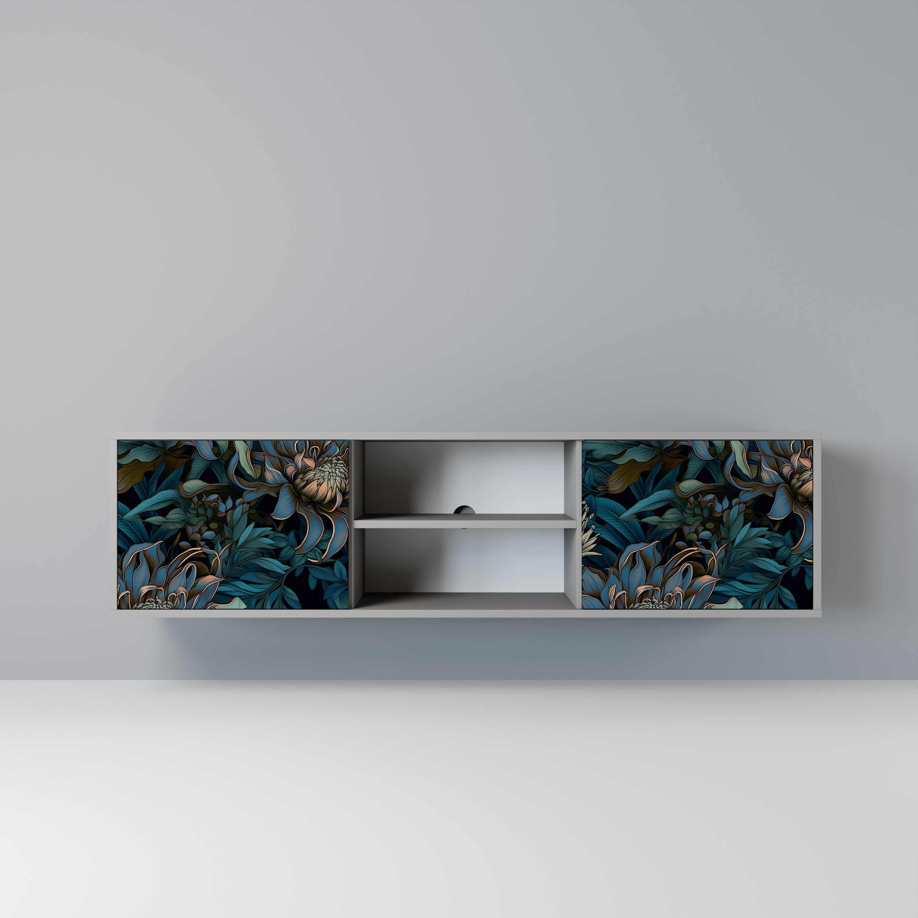 TWILIGHT BLOOM 2-Door TV Stand in Grey Finish