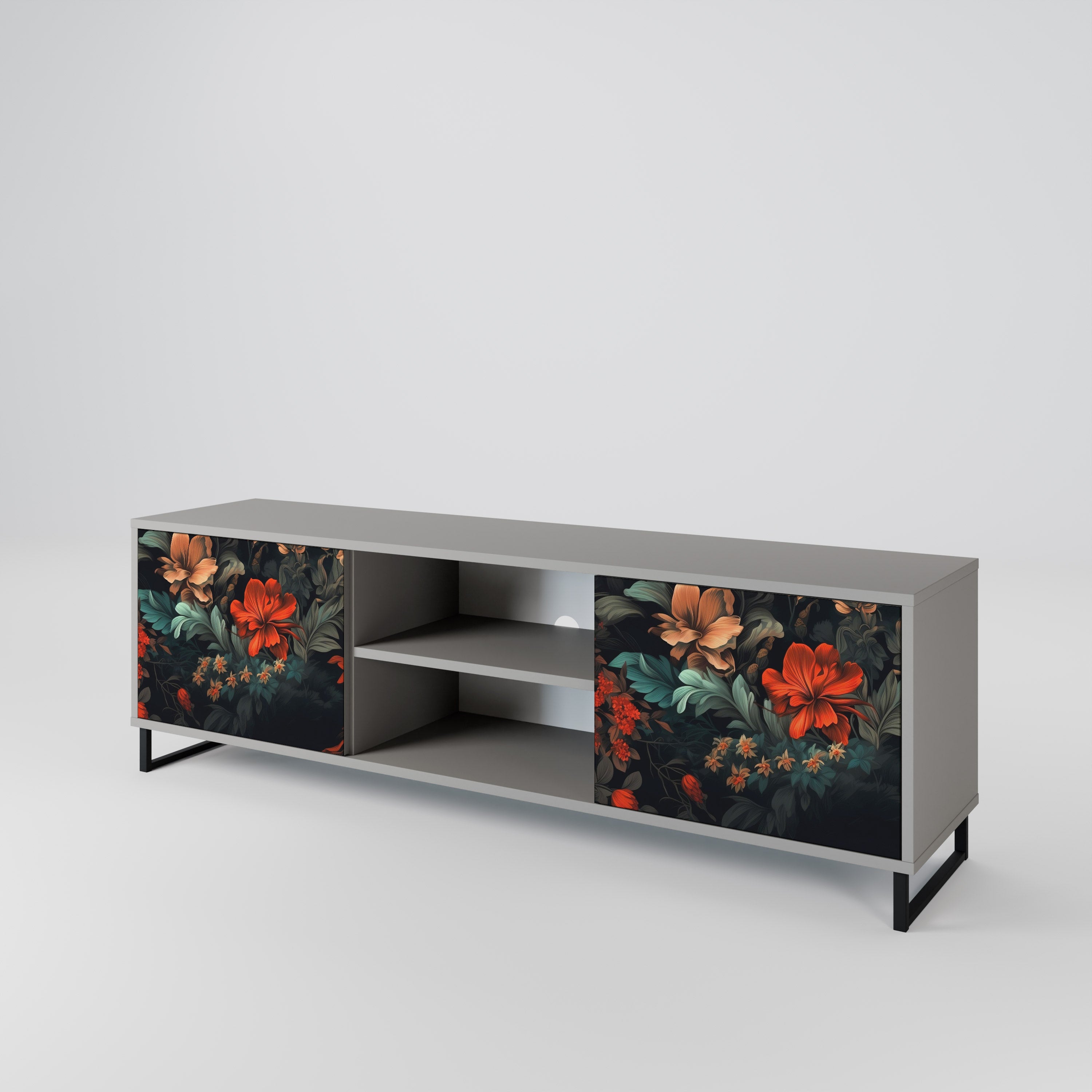 IMAGINARY BLOSSOM 2-Door TV Stand in Grey Finish