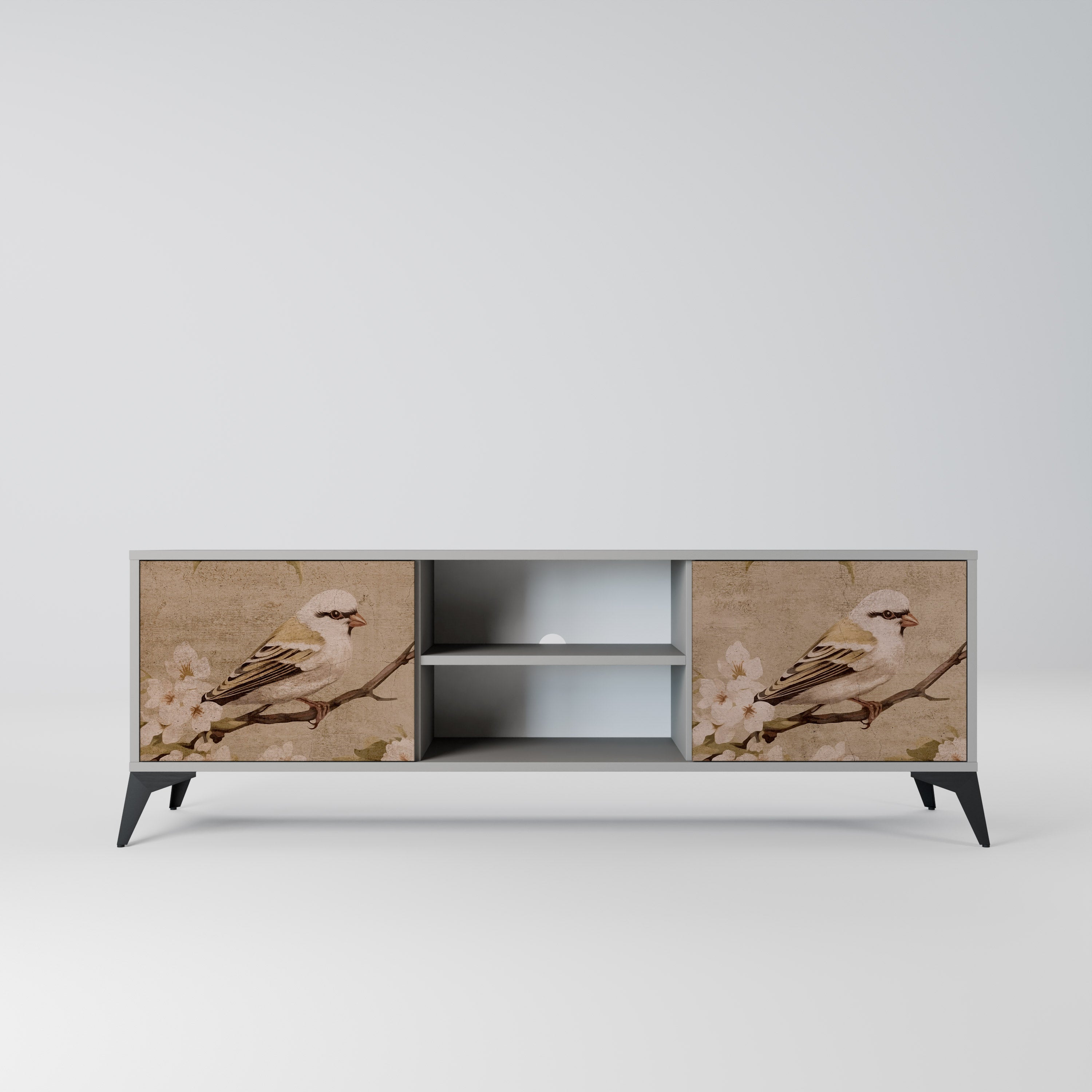 PETAL DISTINGUISH 2-Door TV Stand in Grey Finish