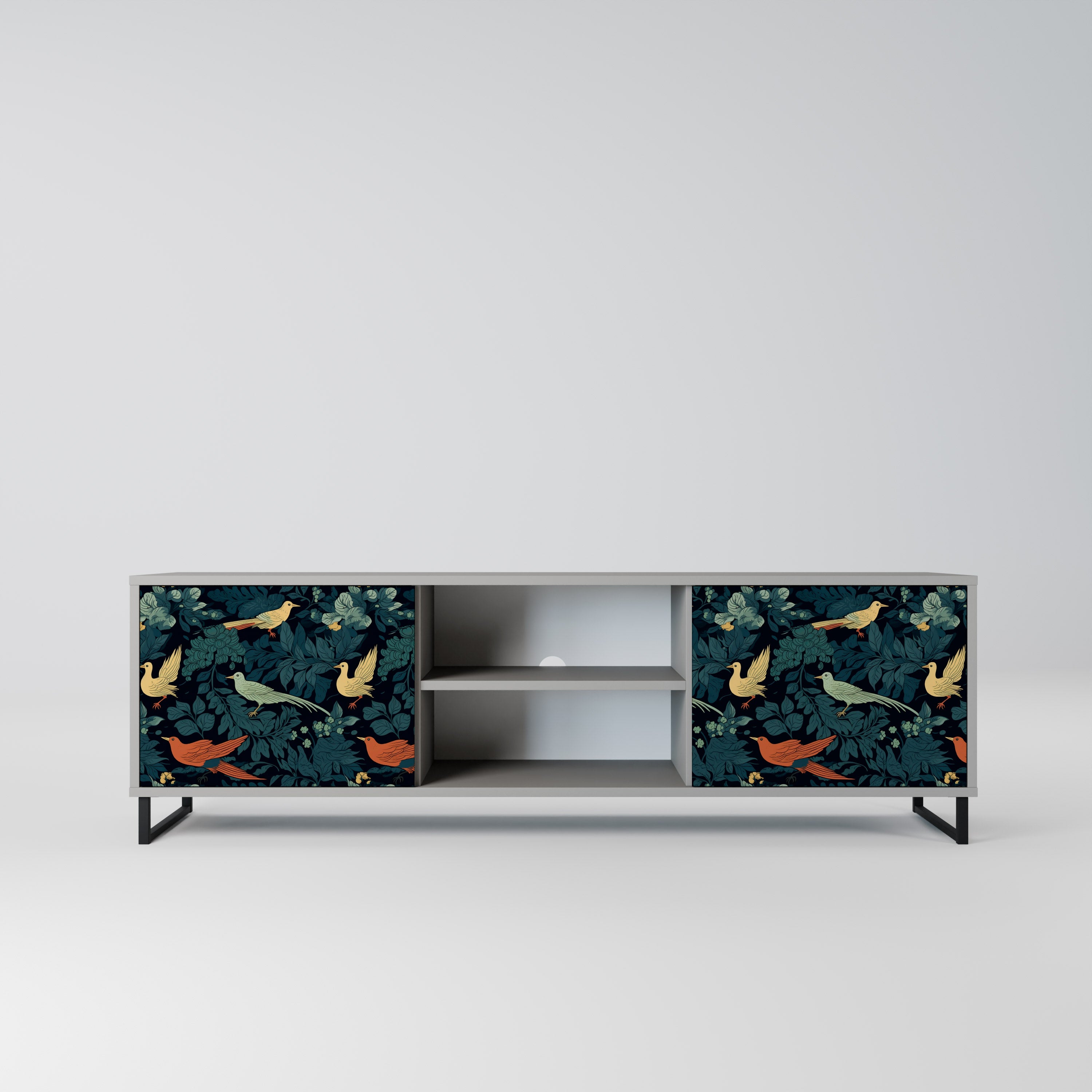 FOWL ORNAMENT 2-Door TV Stand in Grey Finish