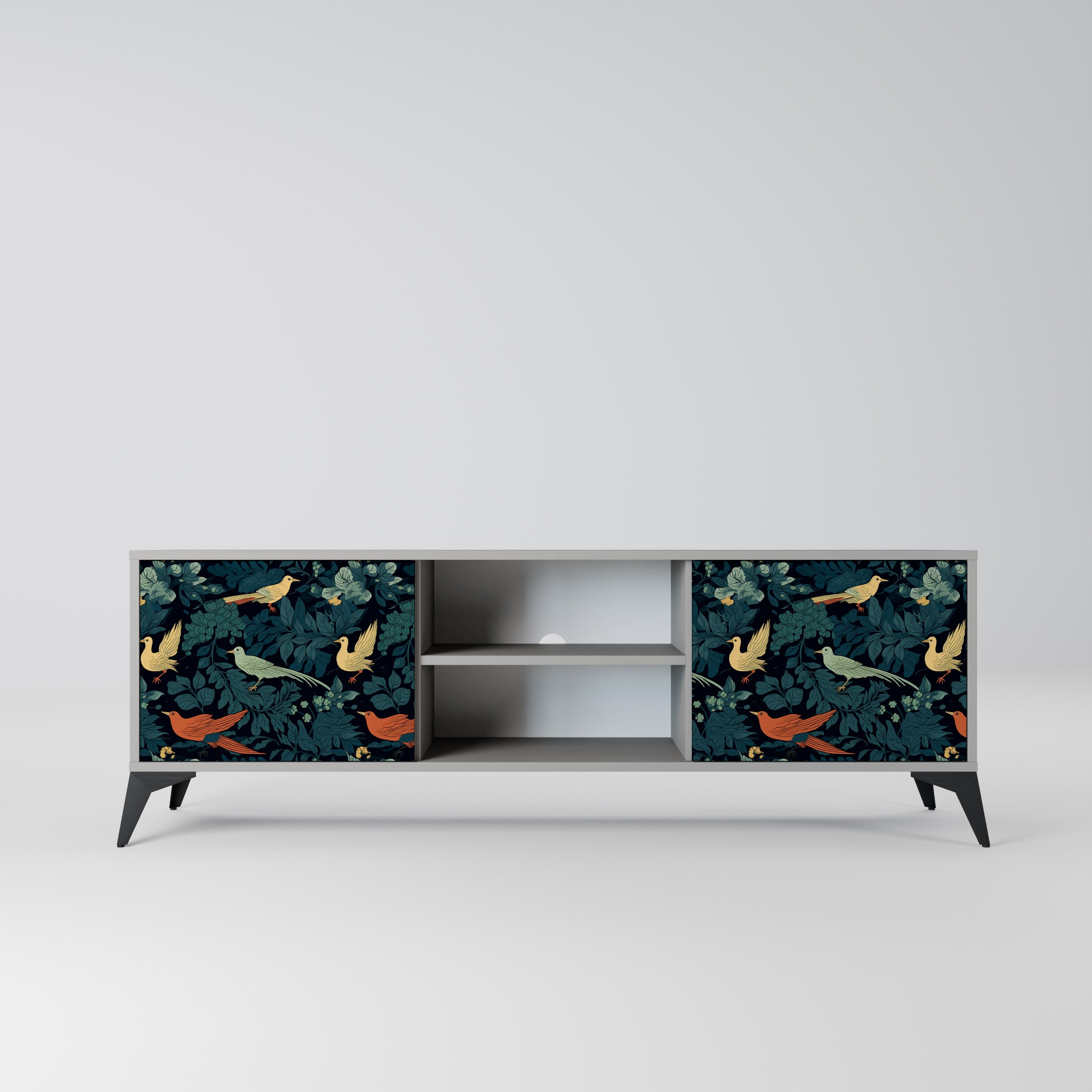 FOWL ORNAMENT 2-Door TV Stand in Grey Finish
