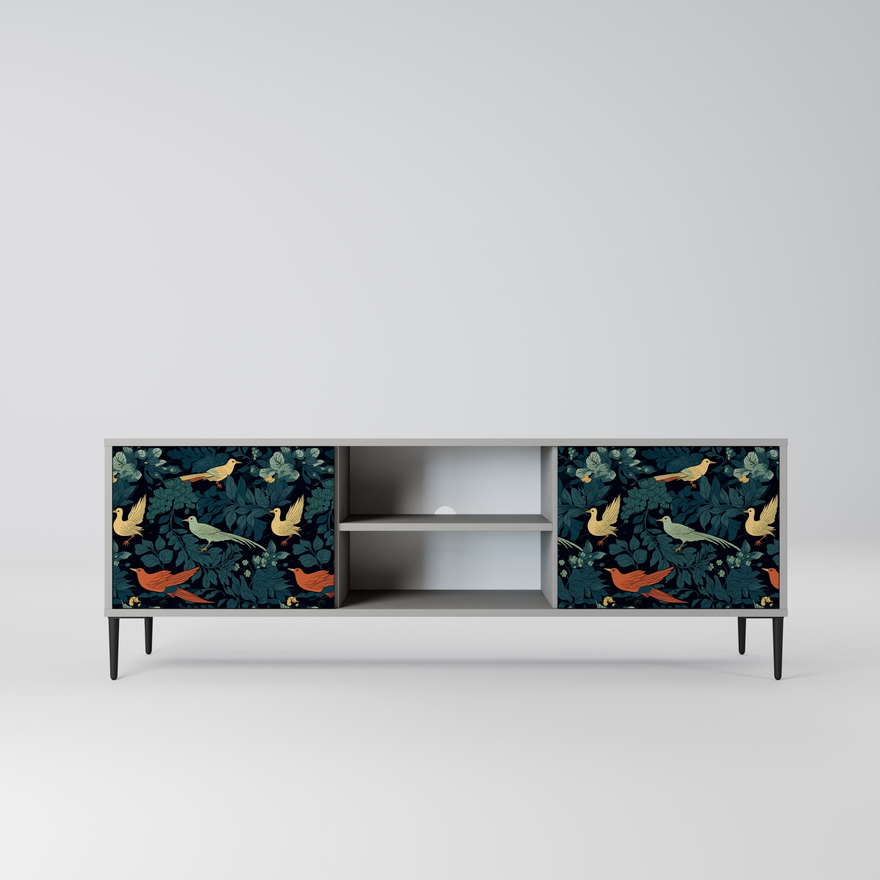 FOWL ORNAMENT 2-Door TV Stand in Grey Finish