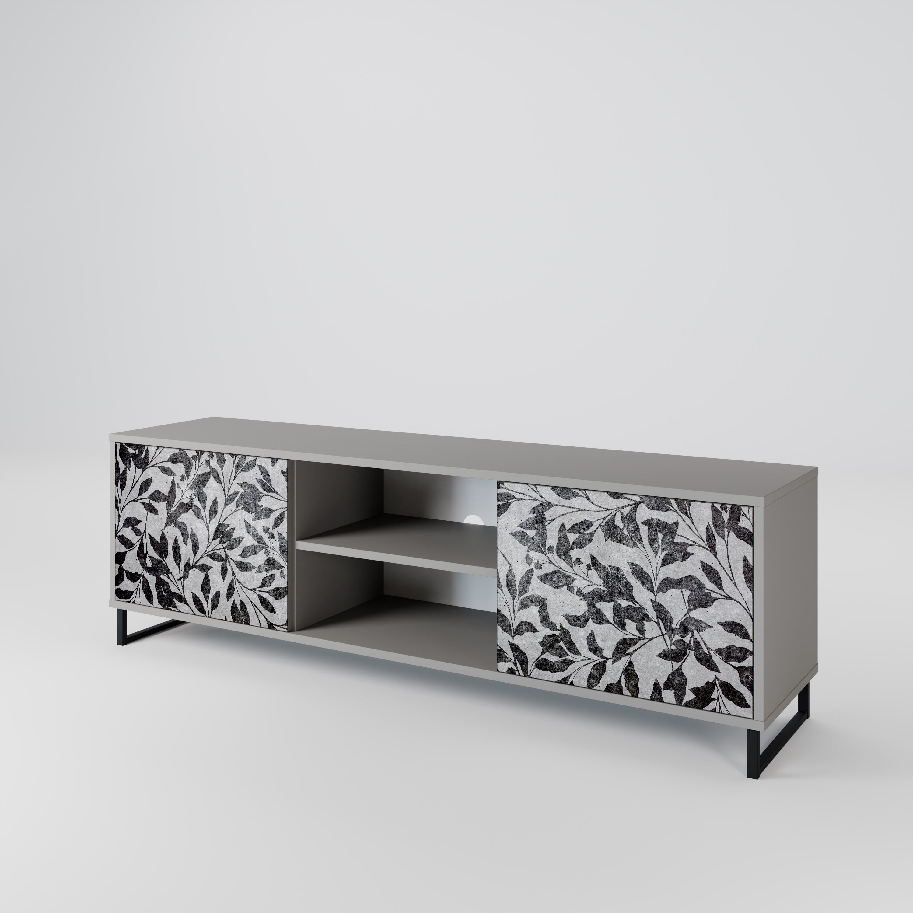 CHARCOAL SPROUT 2-Door TV Stand in Grey Finish