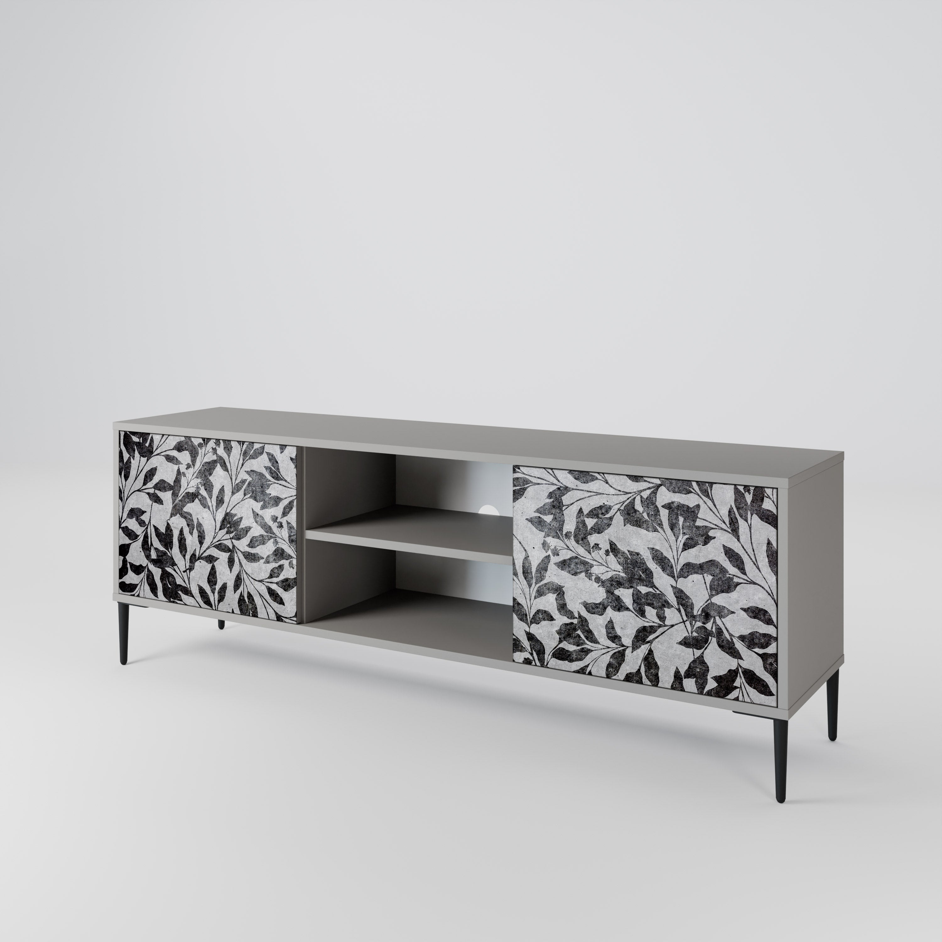 CHARCOAL SPROUT 2-Door TV Stand in Grey Finish