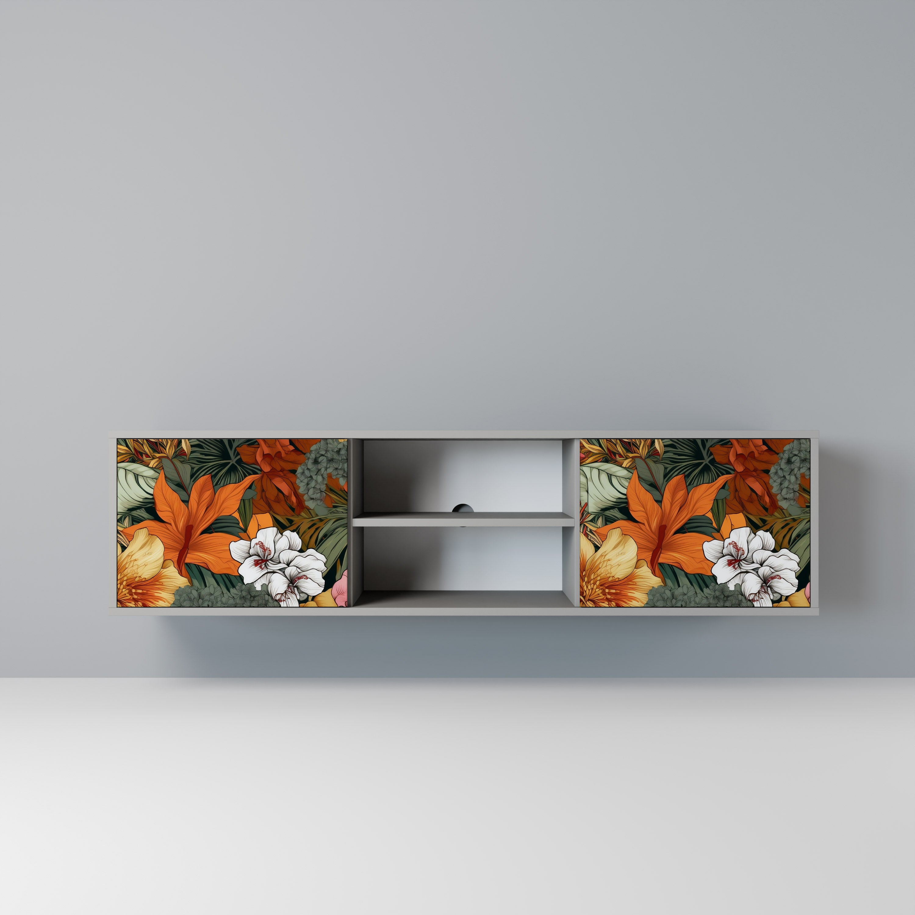 RADIANT FLORA 2-Door TV Stand in Grey Finish