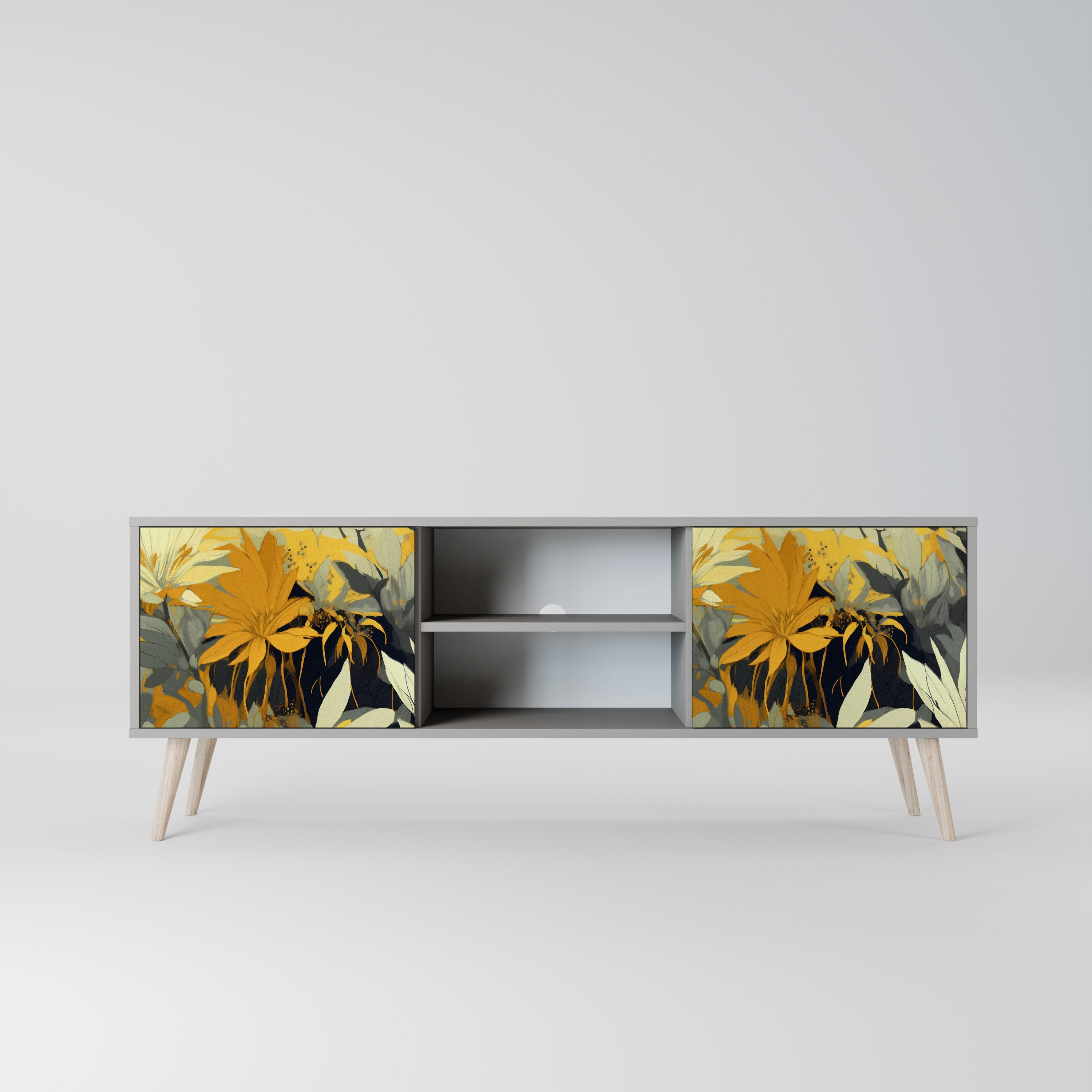 SUNKISSED LILY 2-Door TV Stand in Grey Finish