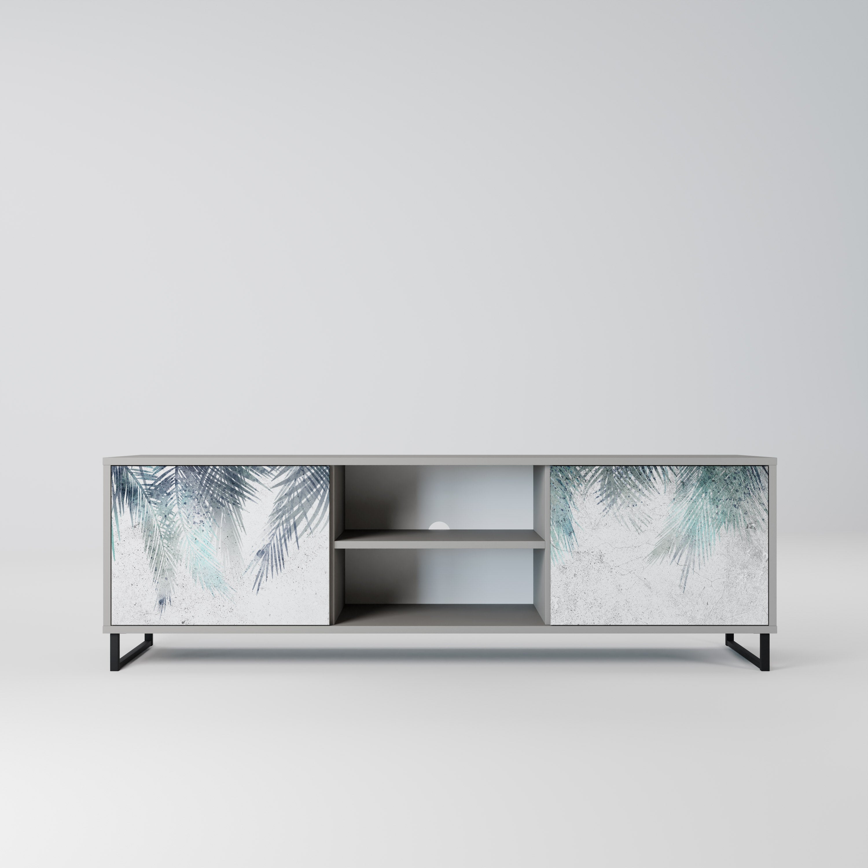 PALM VEIL 2-Door TV Stand in Grey Finish