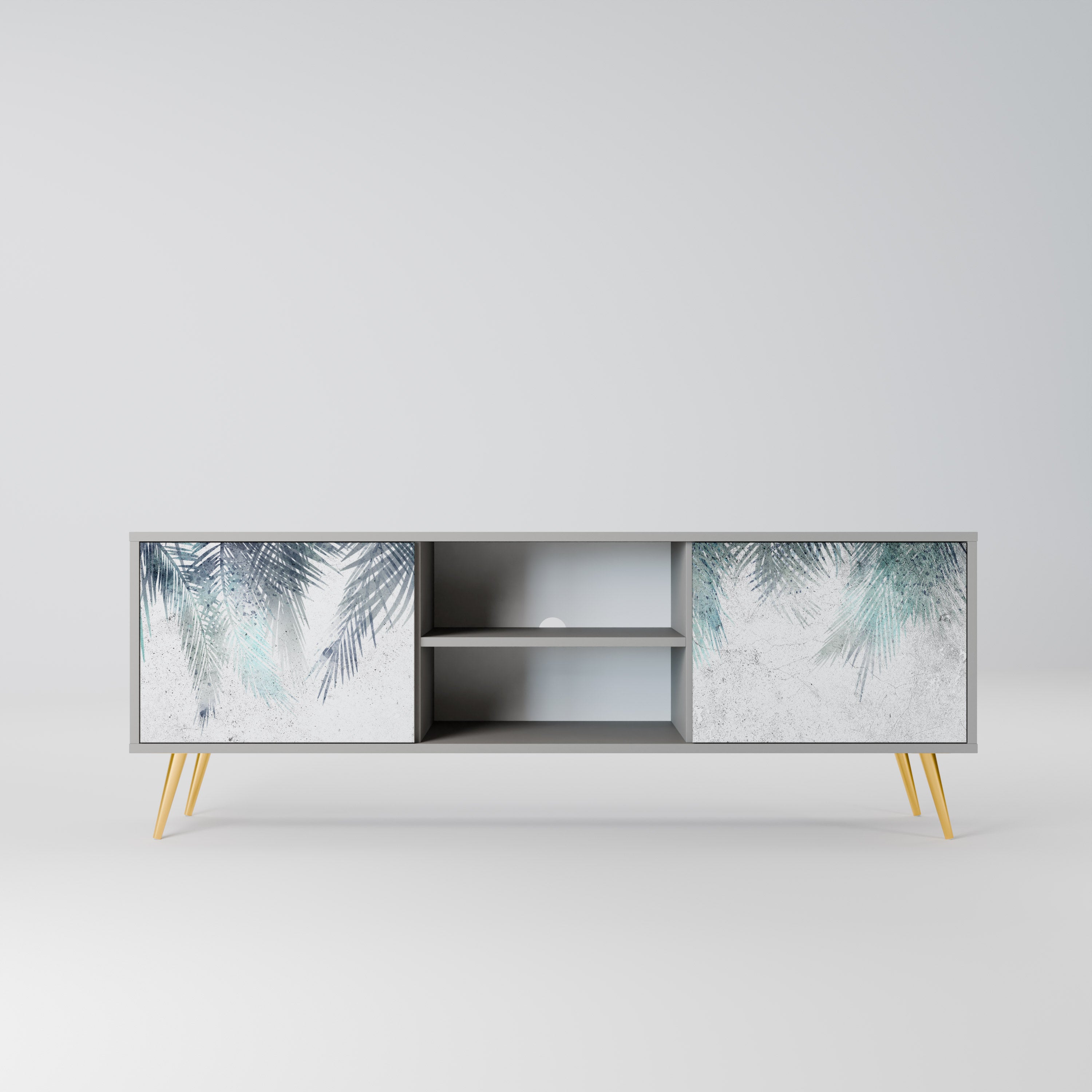 PALM VEIL 2-Door TV Stand in Grey Finish