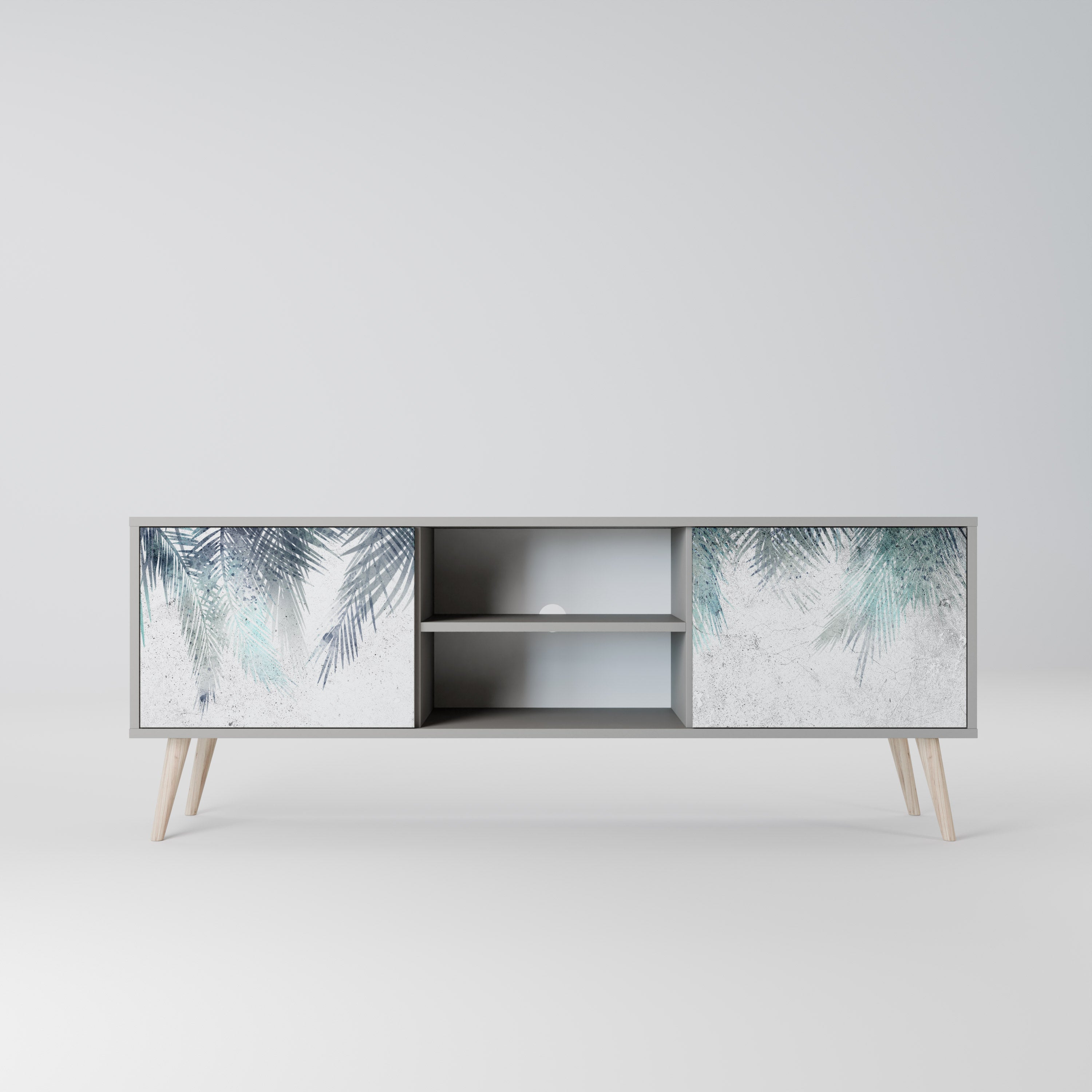 PALM VEIL 2-Door TV Stand in Grey Finish