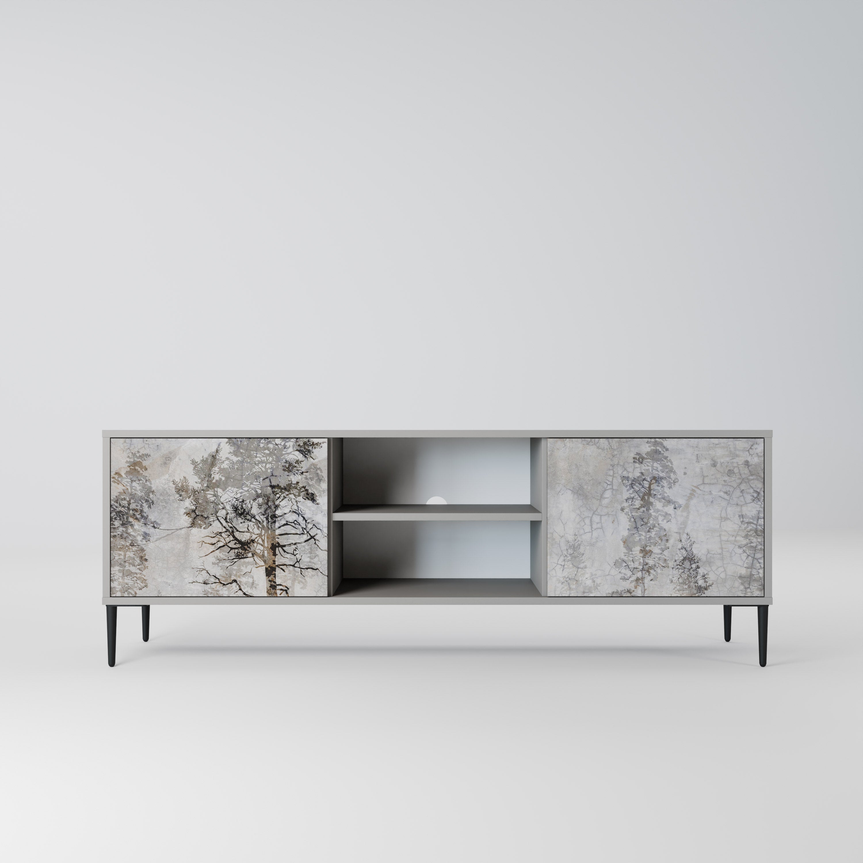 FADE IN THE TREES 2-Door TV Stand in Grey Finish