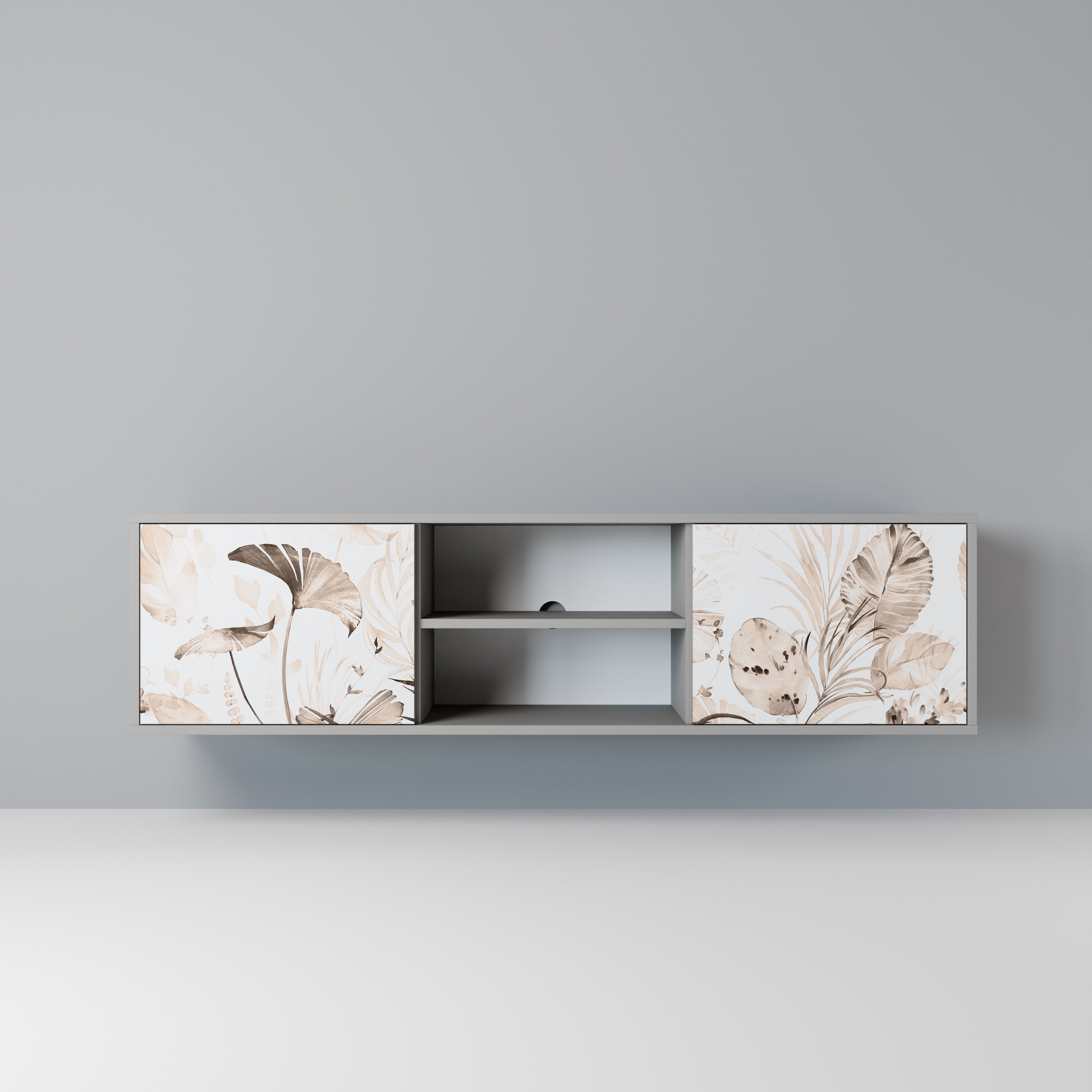 WILD TENDERNESS 2-Door TV Stand in Grey Finish