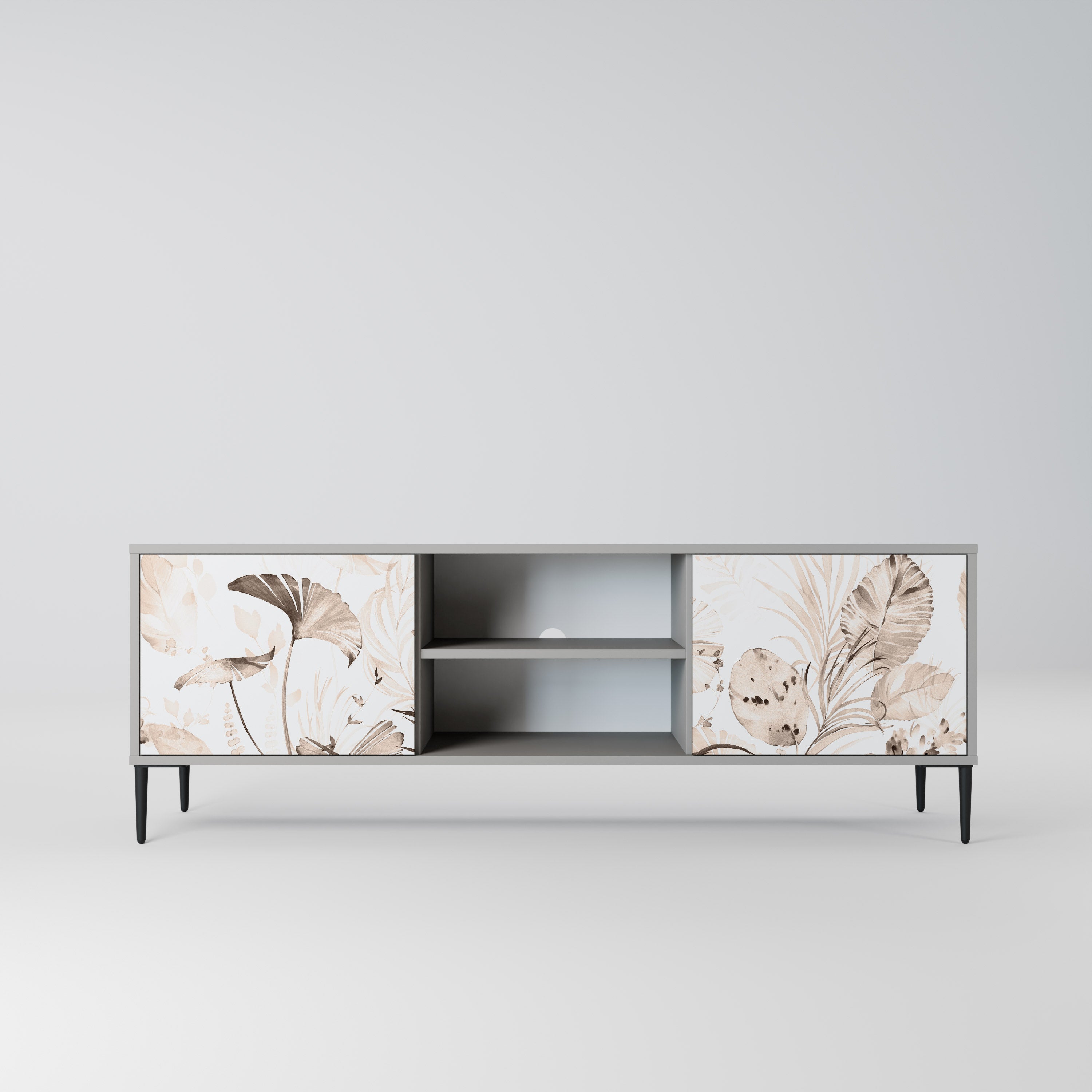 WILD TENDERNESS 2-Door TV Stand in Grey Finish