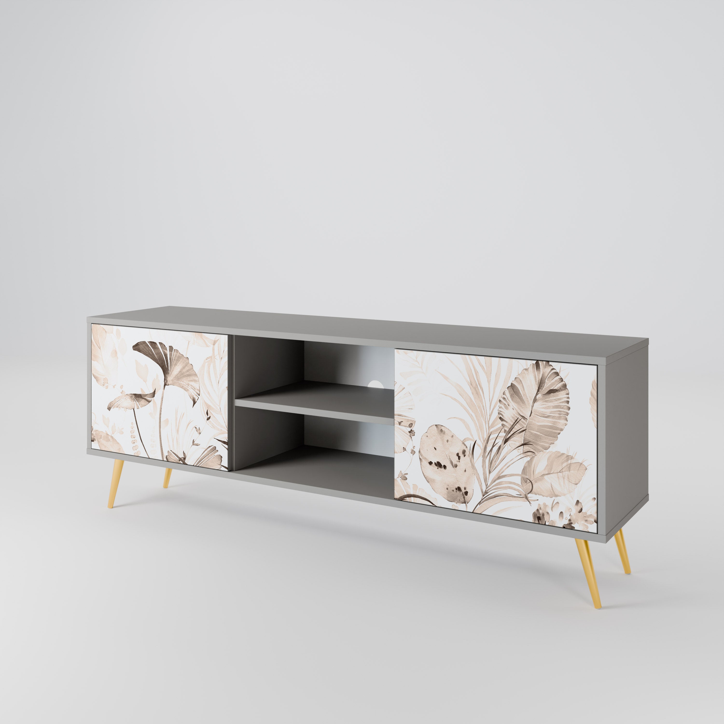 WILD TENDERNESS 2-Door TV Stand in Grey Finish