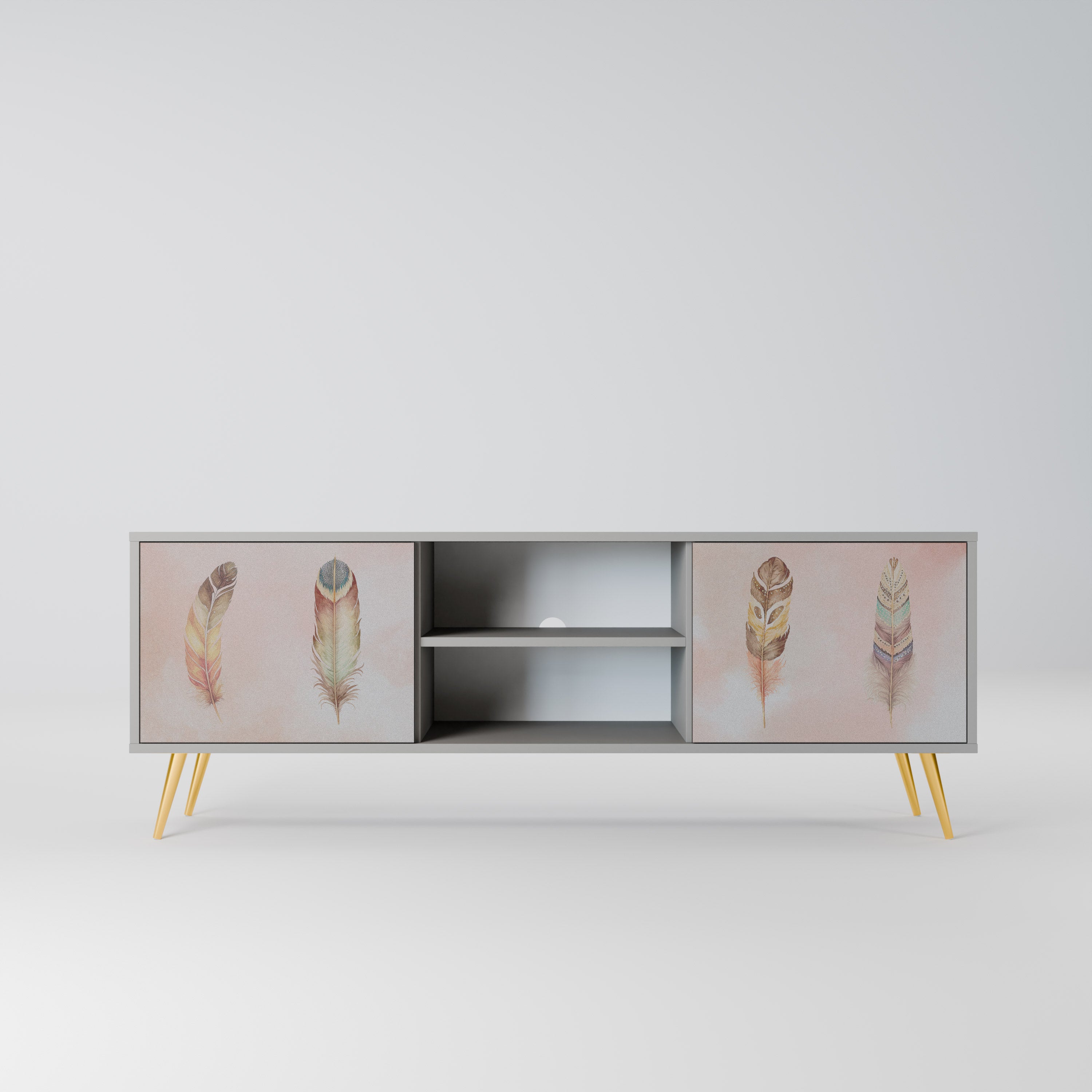 THE DELIQUESCE 2-Door TV Stand in Grey Finish