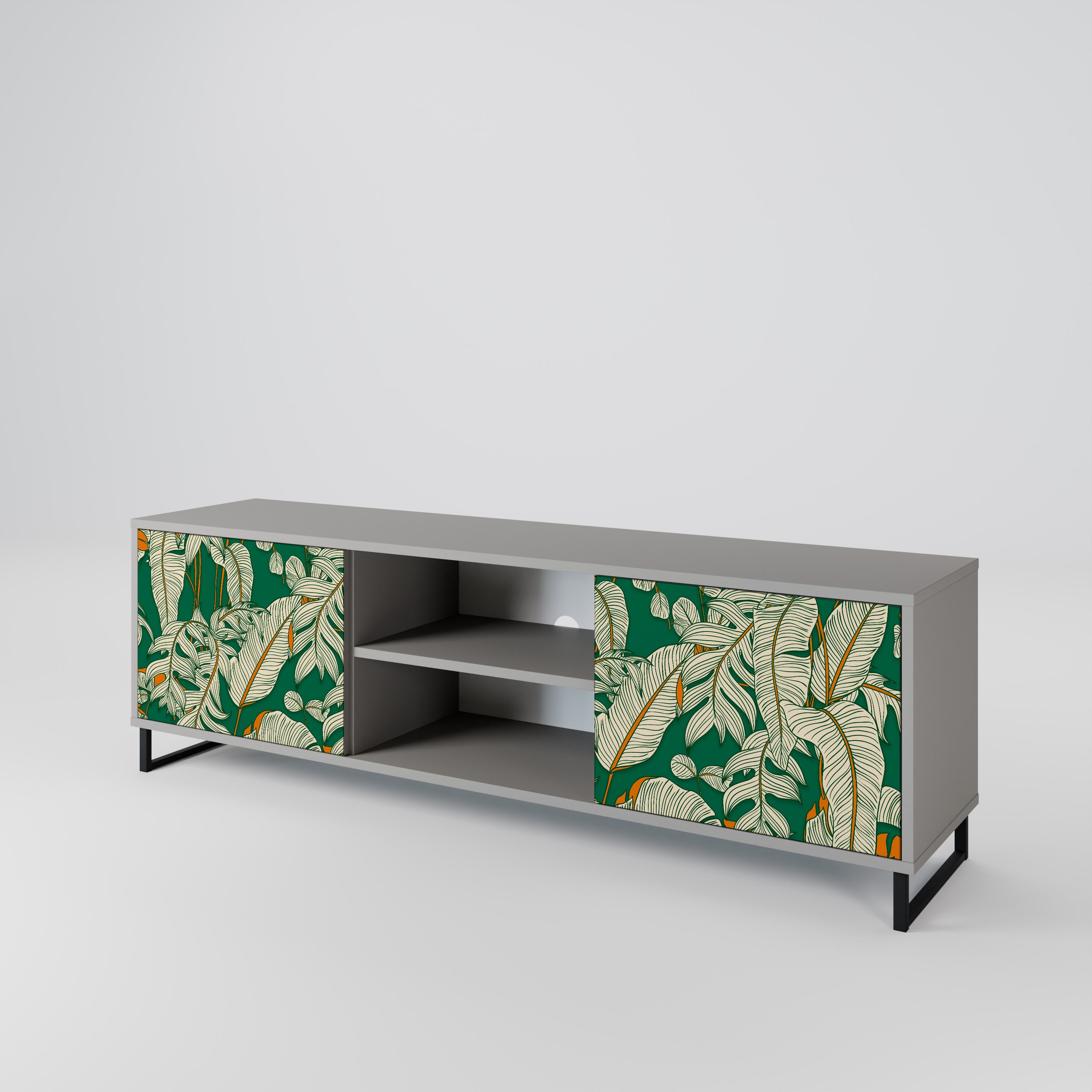 VERDANT PLEASURES 2-Door TV Stand in Grey Finish