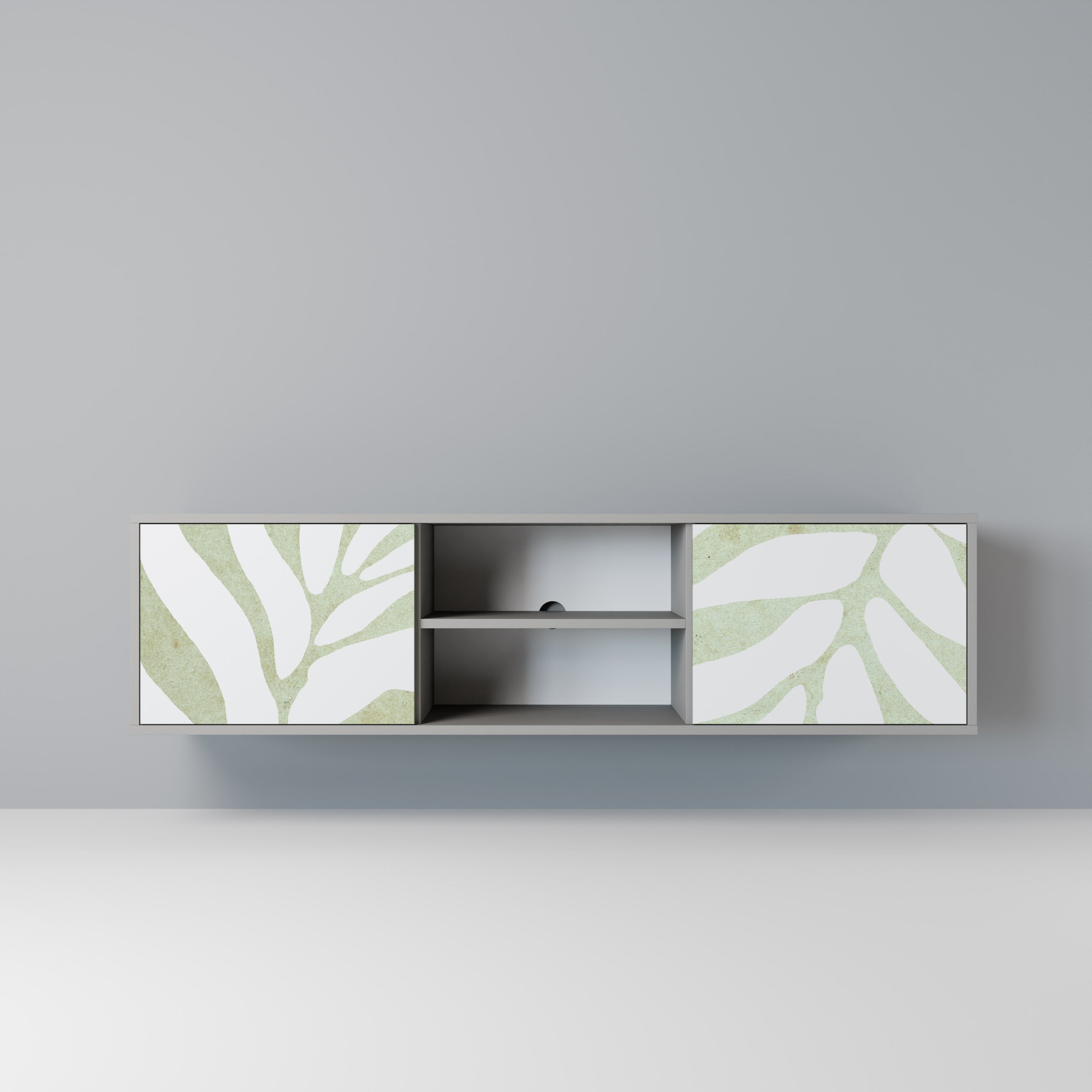 BOTANICAL SPARK 2-Door TV Stand in Grey Finish