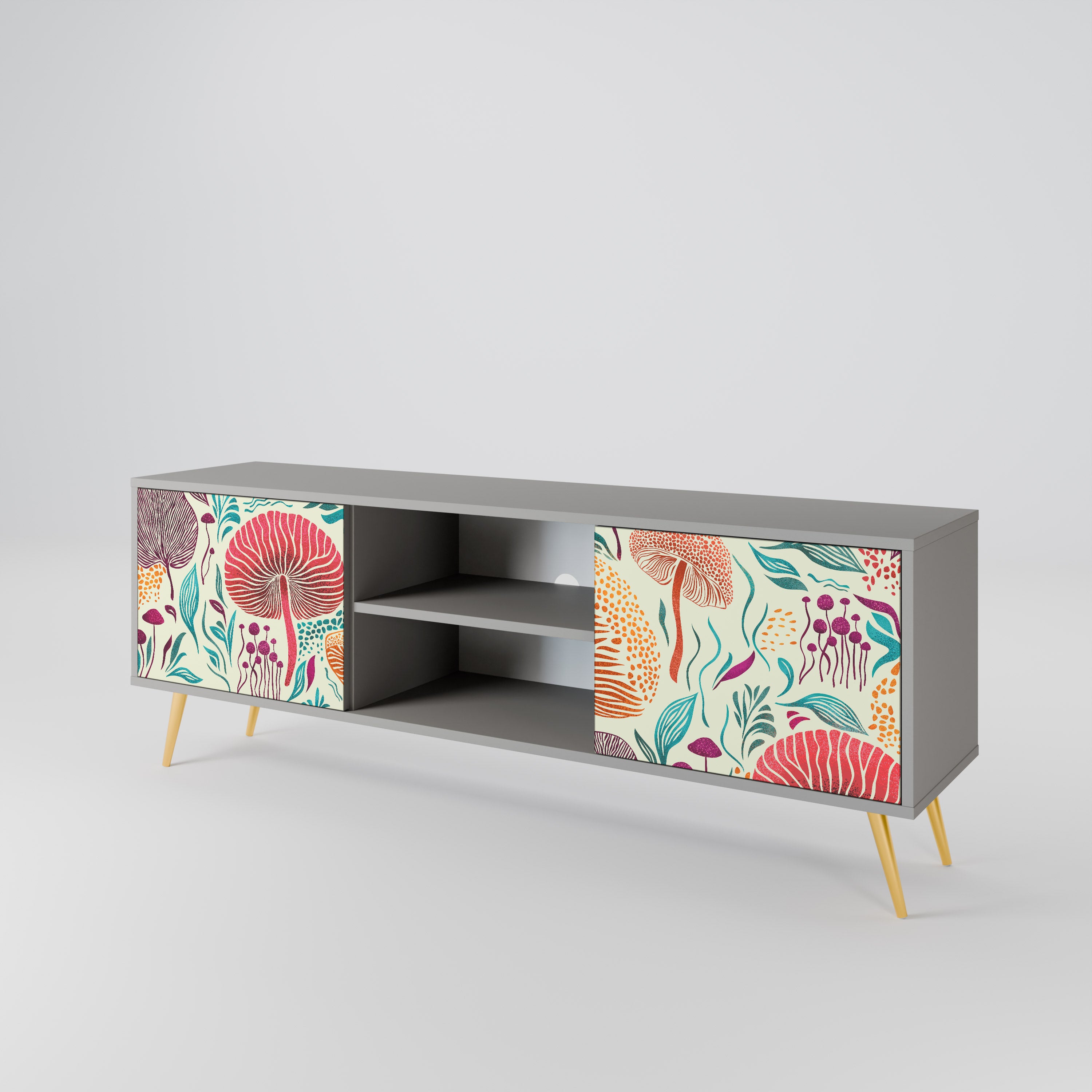 FUNGUS FANTASY 2-Door TV Stand in Grey Finish
